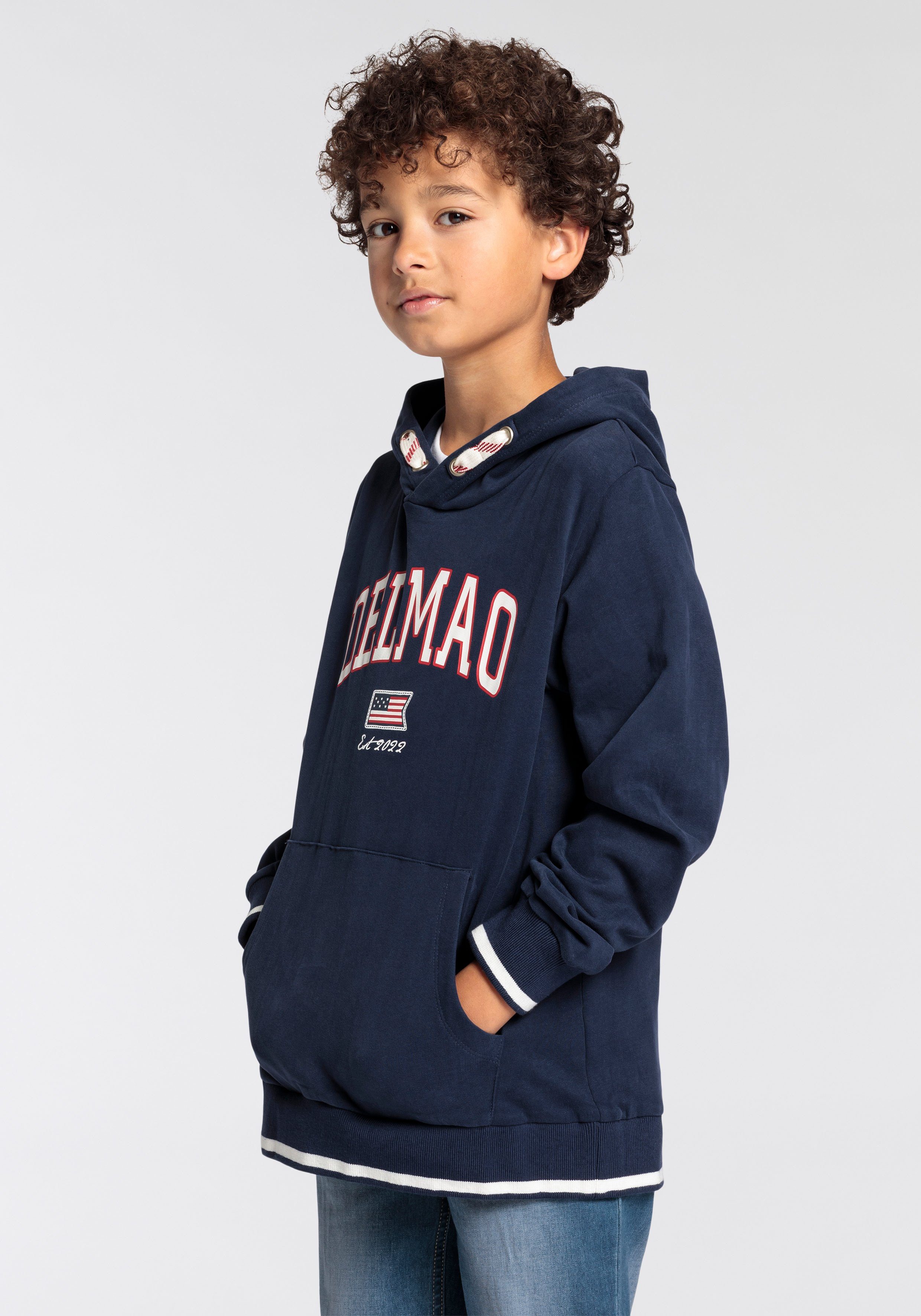 DELMAO Hoodie Voor jongens Lange mouw, bedrukt, met capuchon, voor skater-stijlen, van katoen