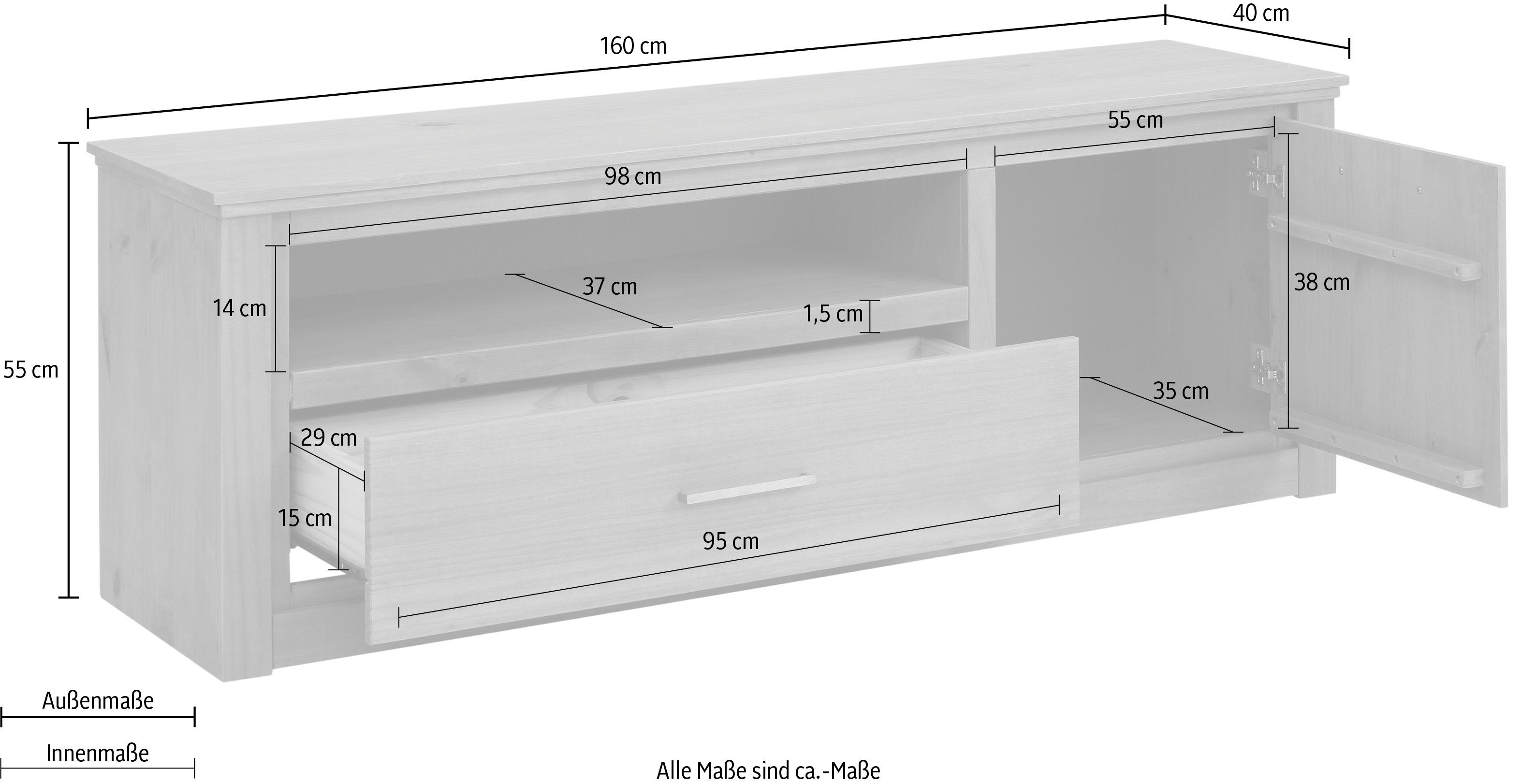 Home affaire Tv-meubel Celia Commode met een mooie houtstructuur en edele metalen grepen