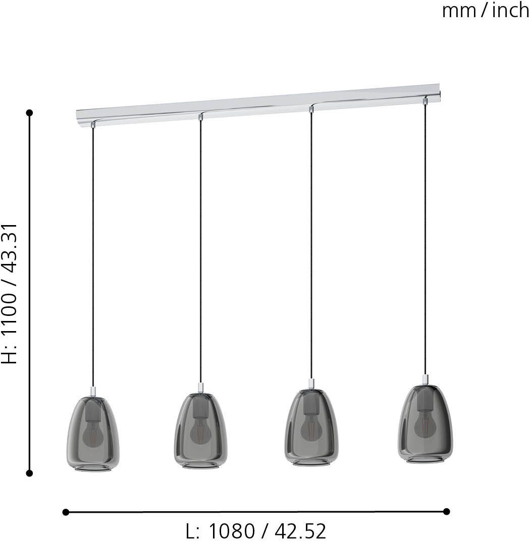EGLO Hanglamp ALOBRASE chroom / l108 x h110 x b15cm / hanglamp / eettafel / woonkamer