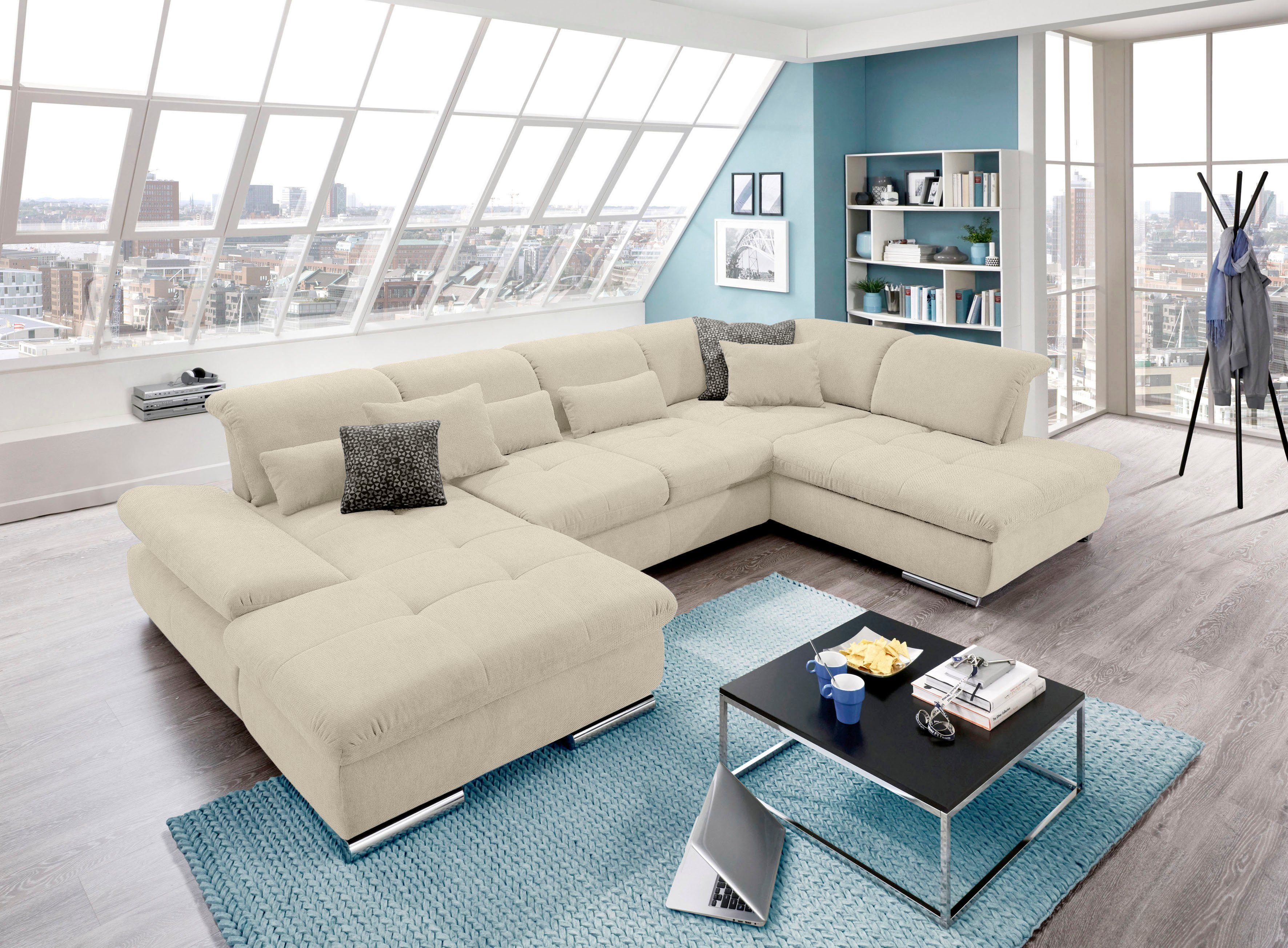 set one by Musterring Zithoek SO 4100 comfortabele pocketvering, incl. hoofdeindeverstelling