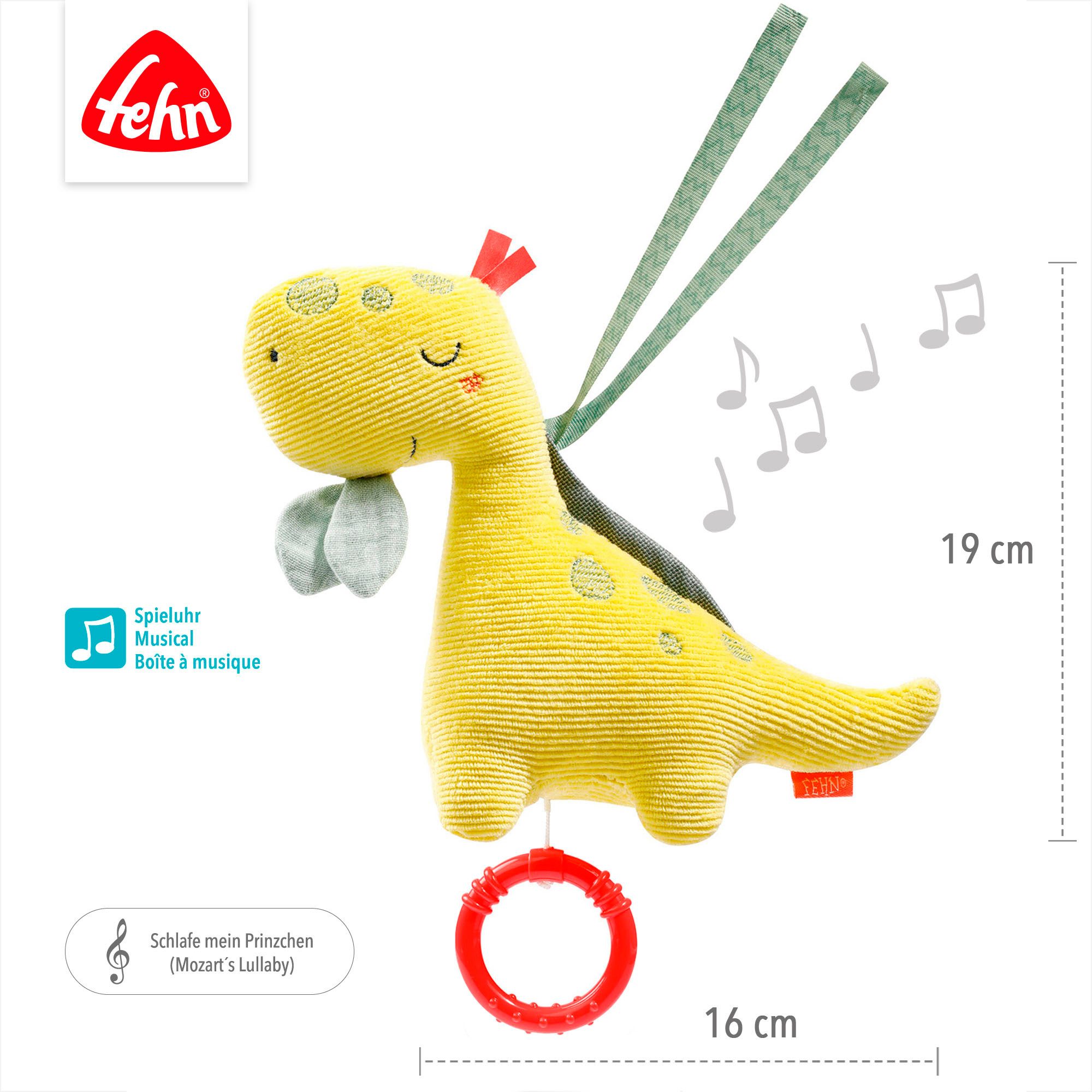 Fehn Speeldoosje Happy Dino, mini muziekdoosje