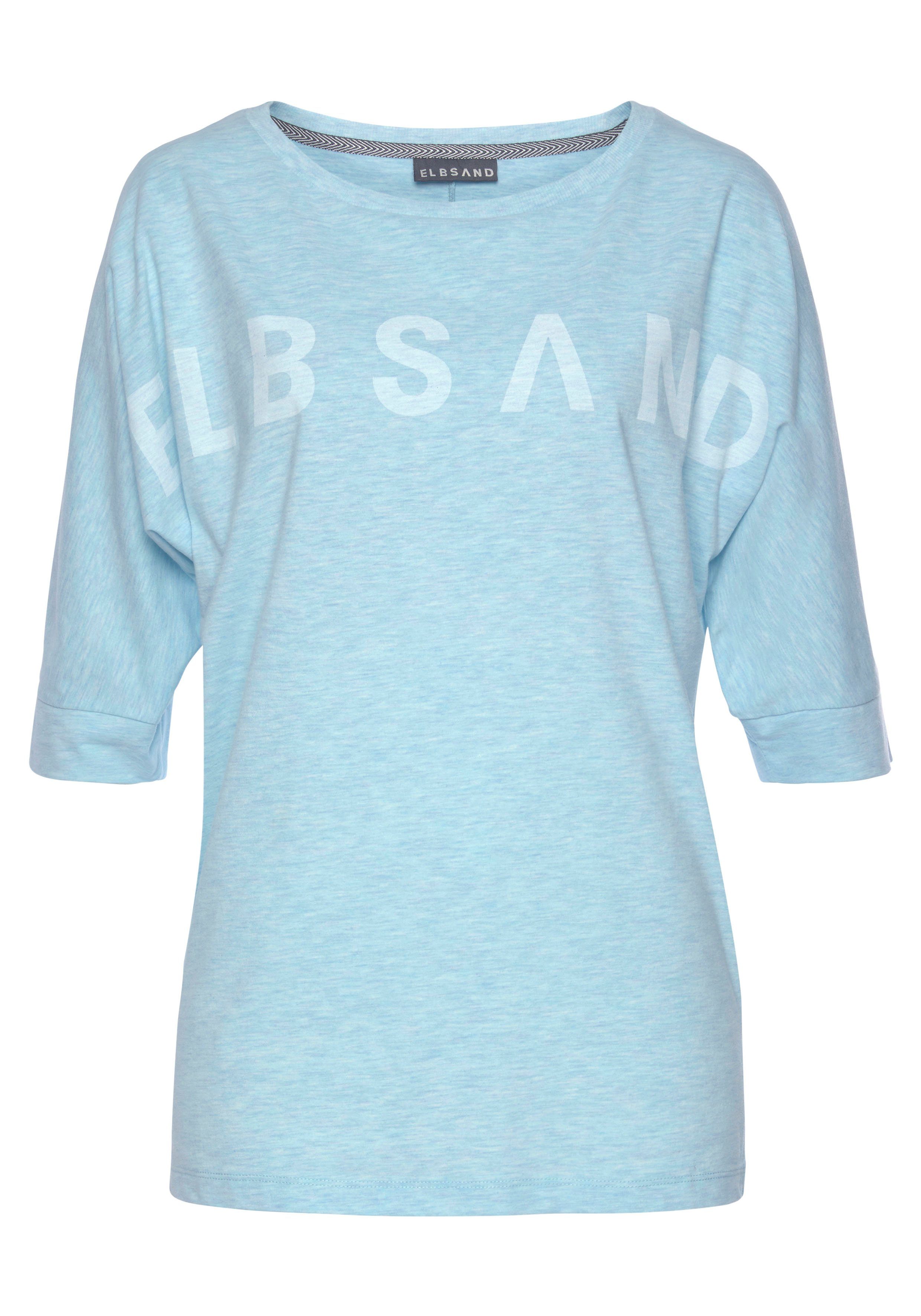 Elbsand Shirt met 3/4-mouwen IDUNA met logoprint, katoenmix, losse pasvorm
