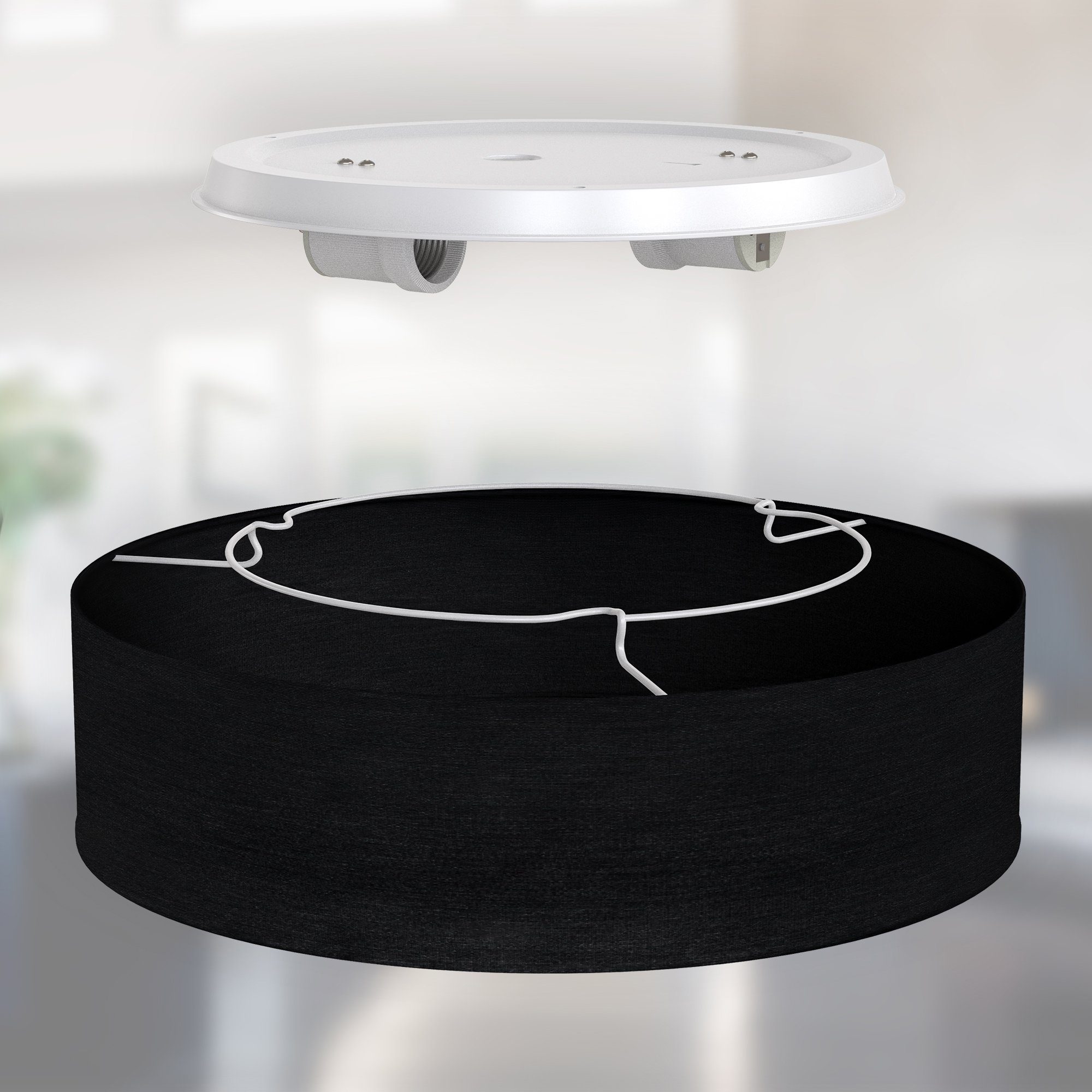 B.K.Licht Led-plafondlamp Plafondlamp, textiel lampenkap, zwart, slaapkamer, woonkamer