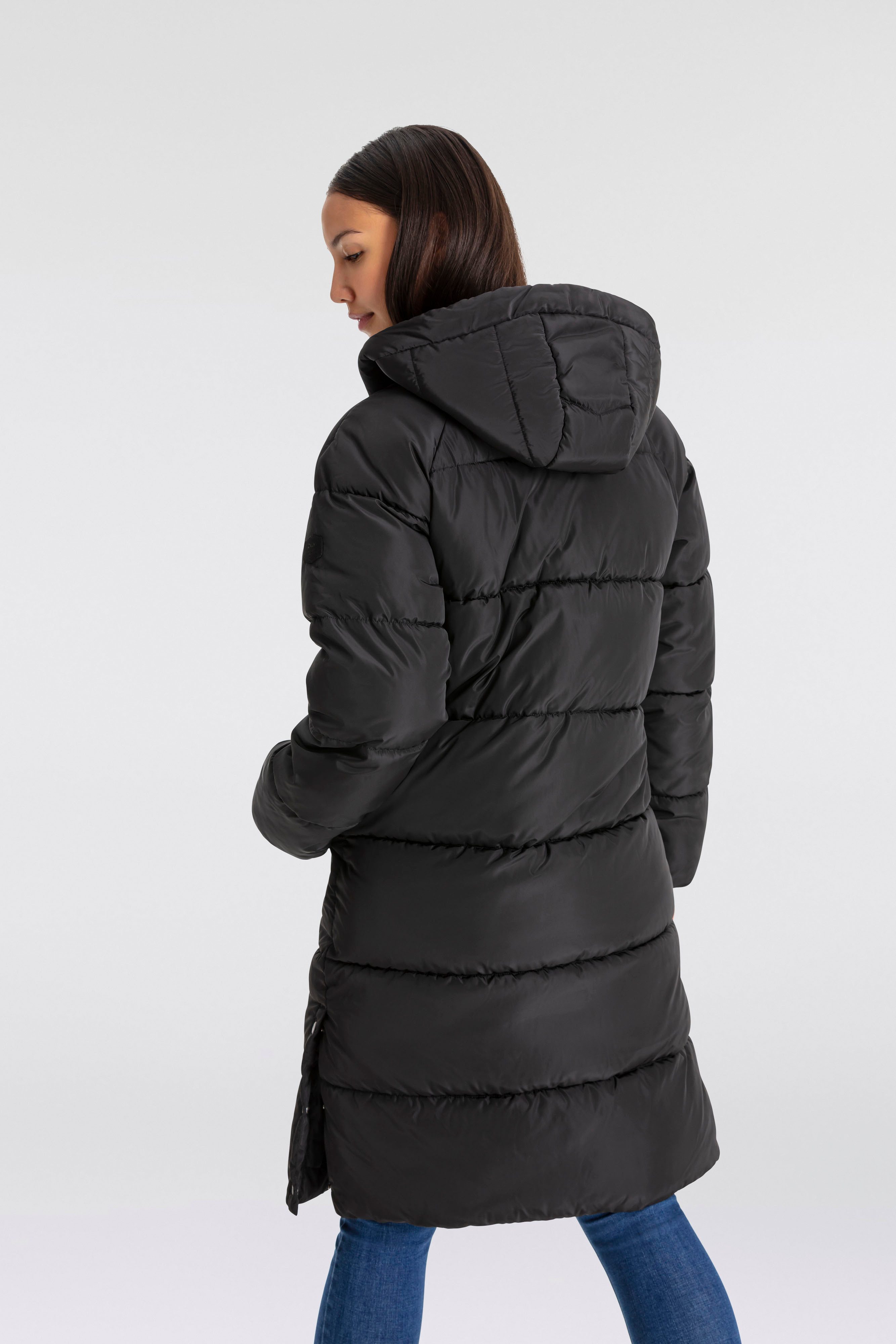 Only Gewatteerde jas ONLAMAND LONG PUFFER COAT CS OTW met capuchon en praktische 2-weg rits