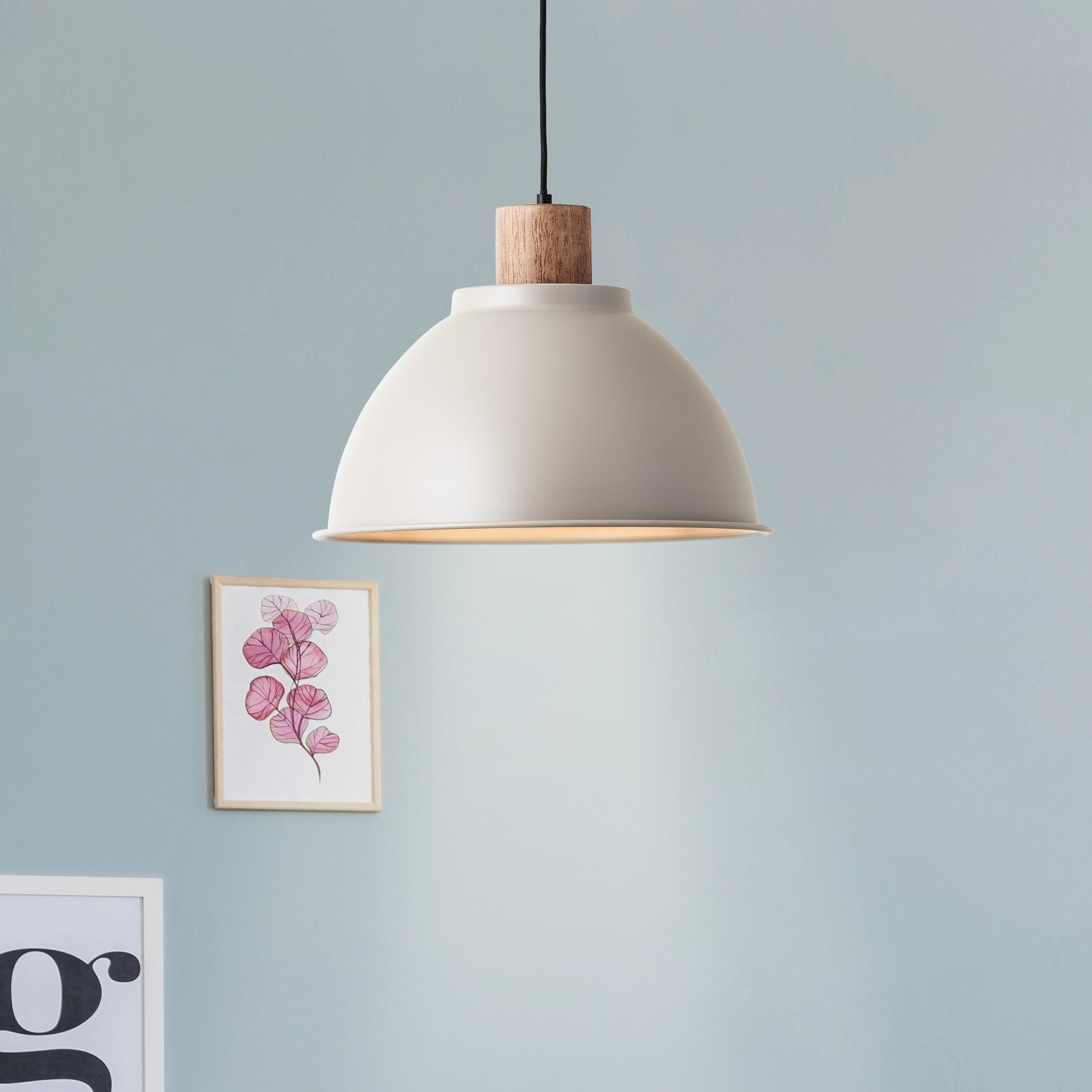 Brilliant Leuchten Hanglamp Erena Hoogte 120 cm, Ø 38 cm, E27, inkortbaar, metaal/hout