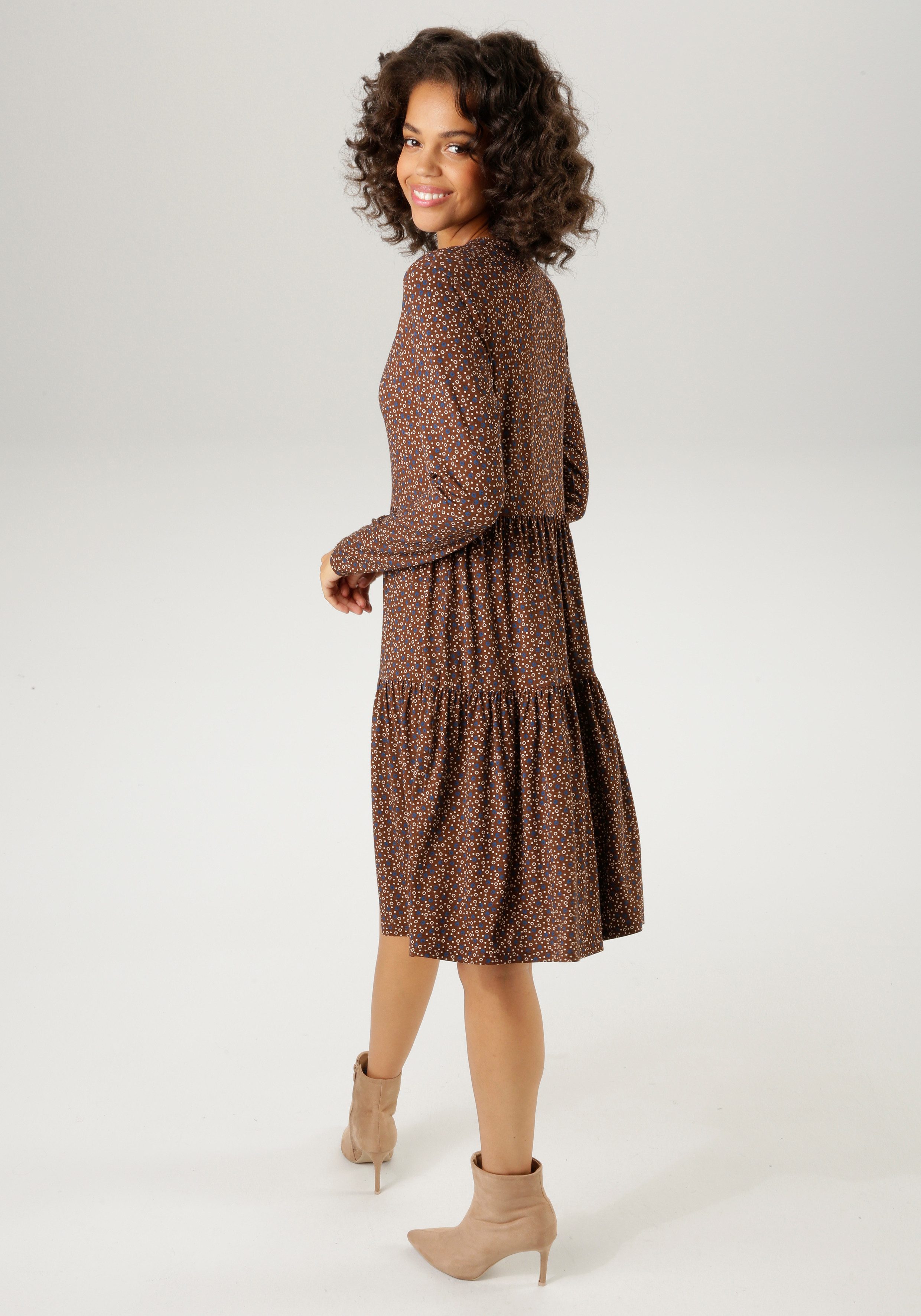 Aniston CASUAL Jerseyjurk met trendy gekleurde, grafische allover-print