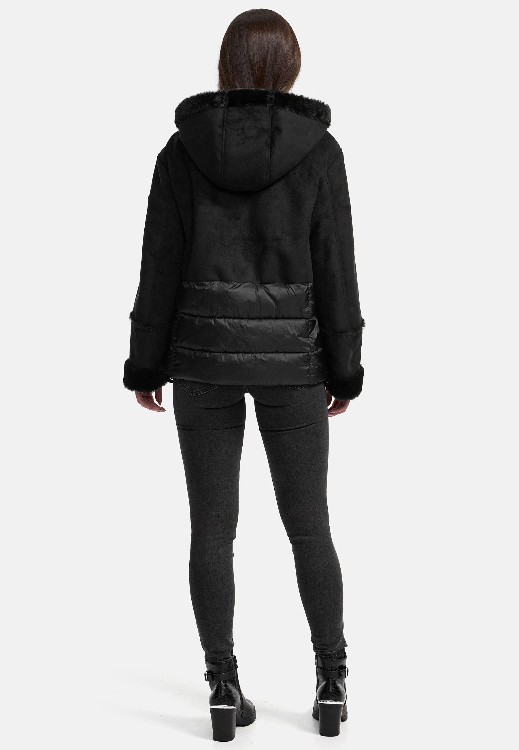MANISA Kort jack met teddyfleece-capuchon