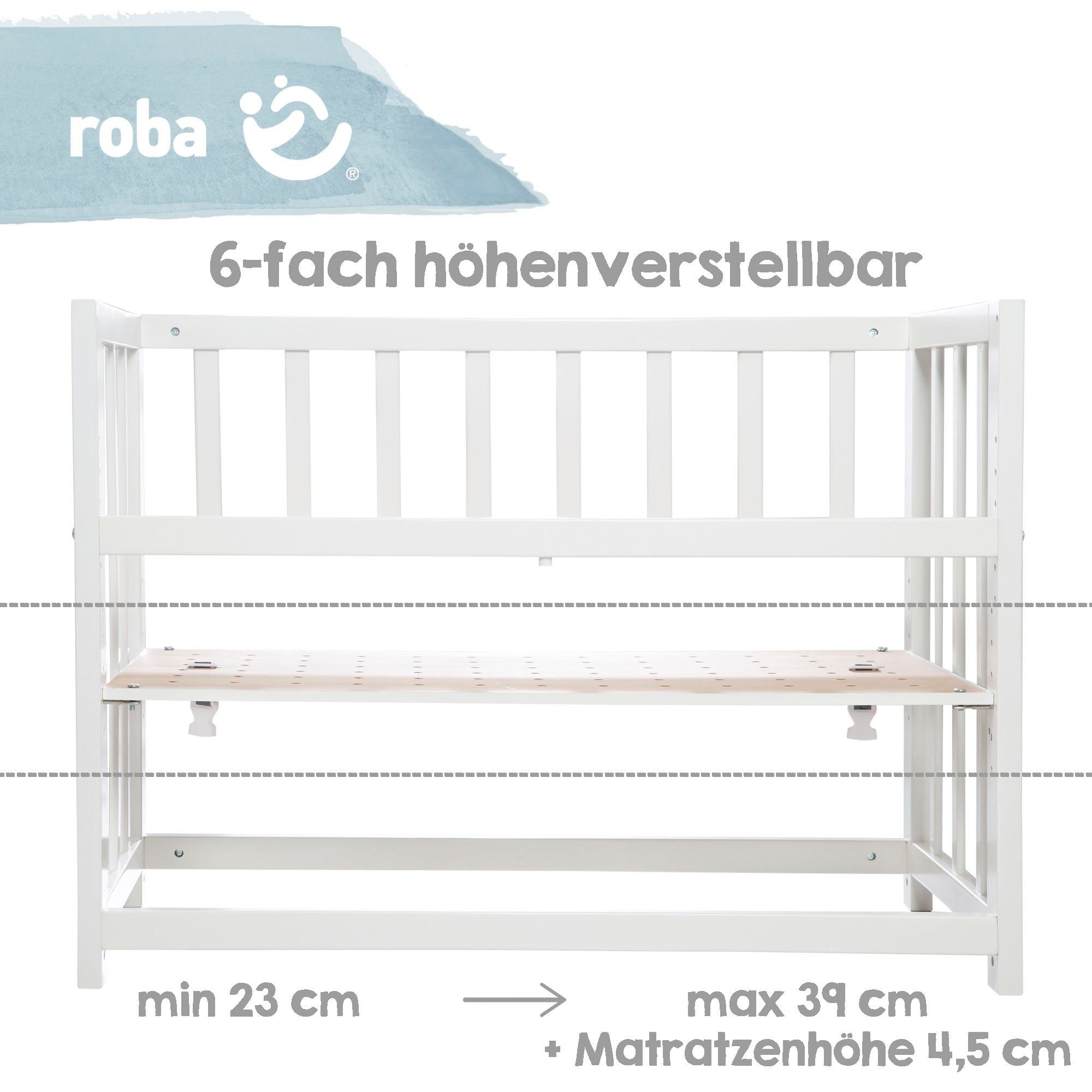 Roba® Wieg 3-in-1, Nijntje, wit tot bed of bank om te bouwen, ligoppervlak in hoogte verstelbaar