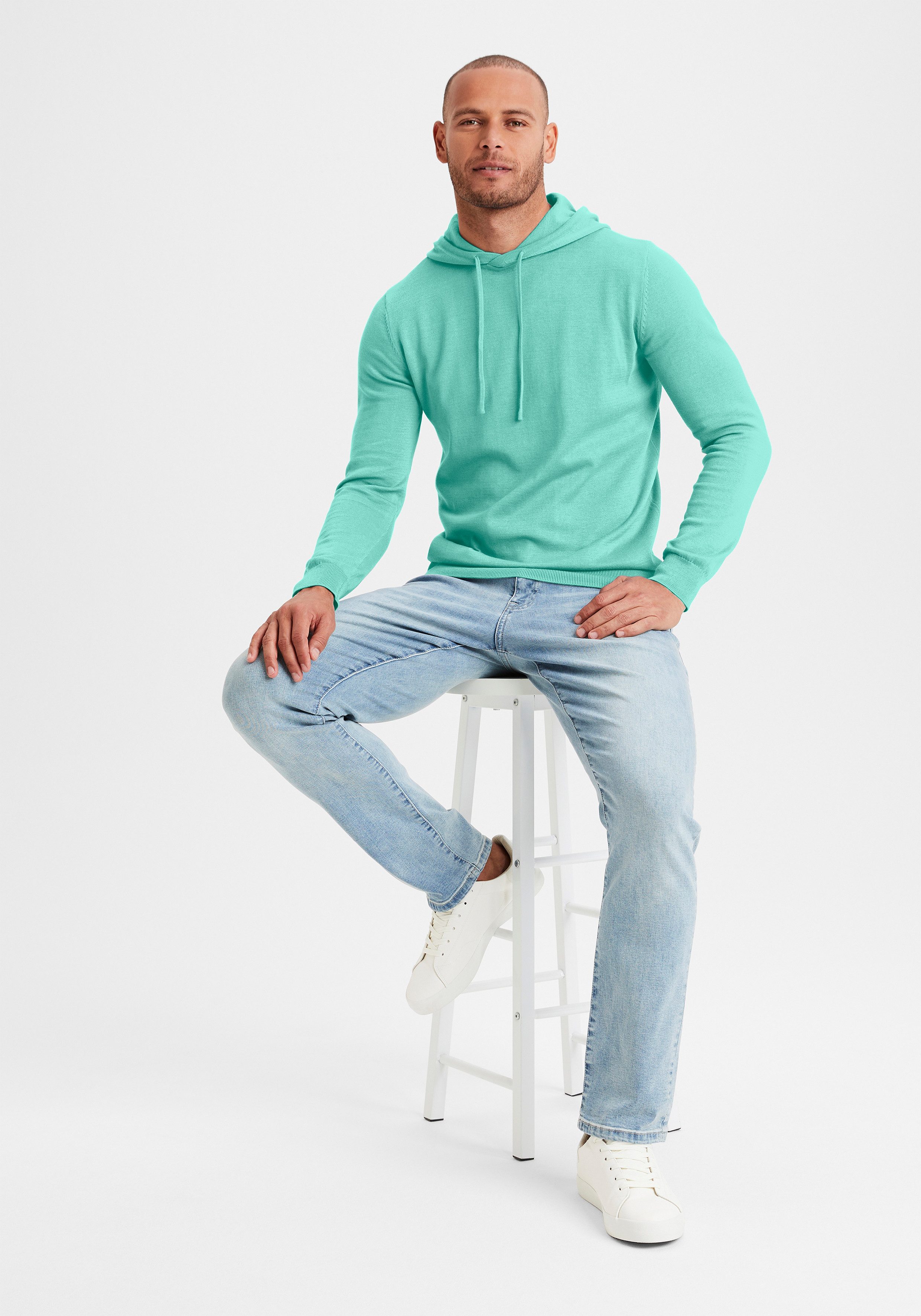 H.I.S Hoodie , Gebreide trui met capuchon Fijn breisel van onderhoudsvriendelijke katoenmix