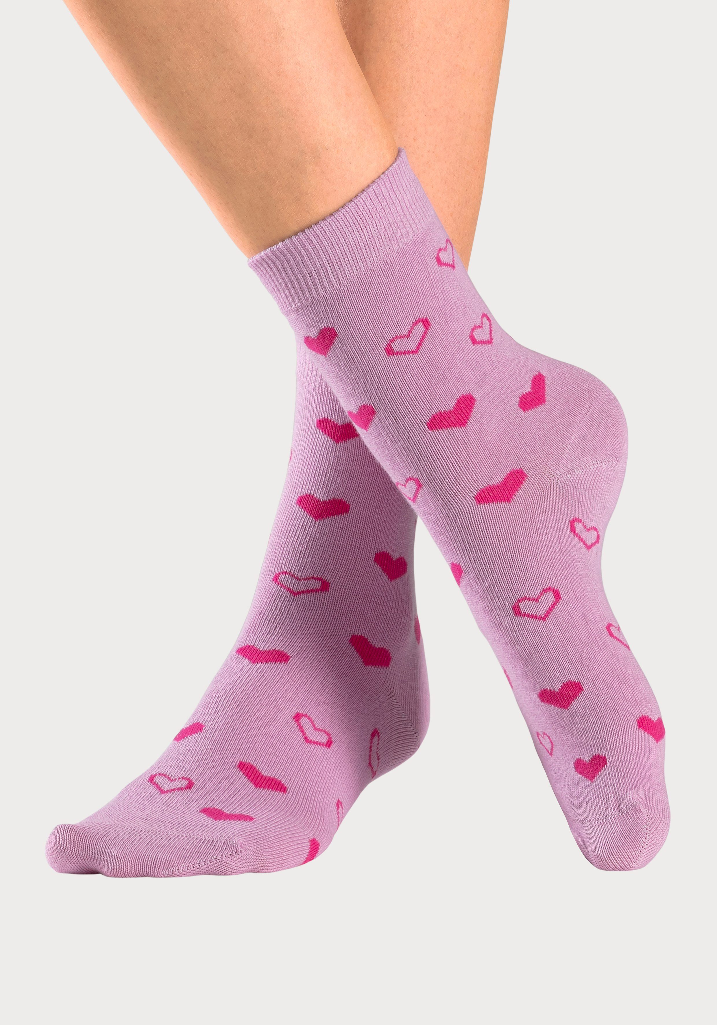 Lascana Basic sokken Cadeau Valentijnsdag in geschenkdoos voor valentijnsdag (box, 7 paar)
