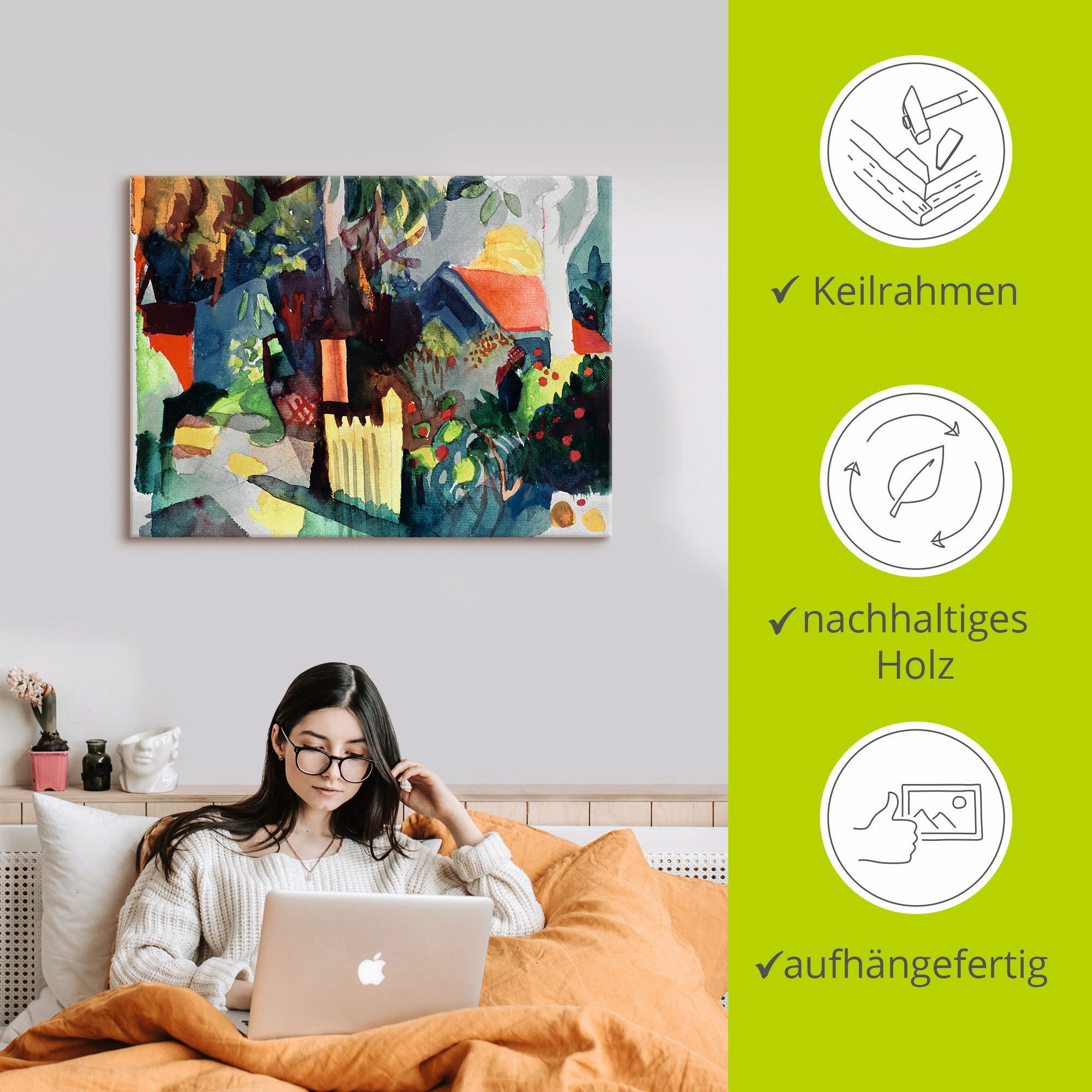 Artland Artprint op linnen Landschap met lichte boom