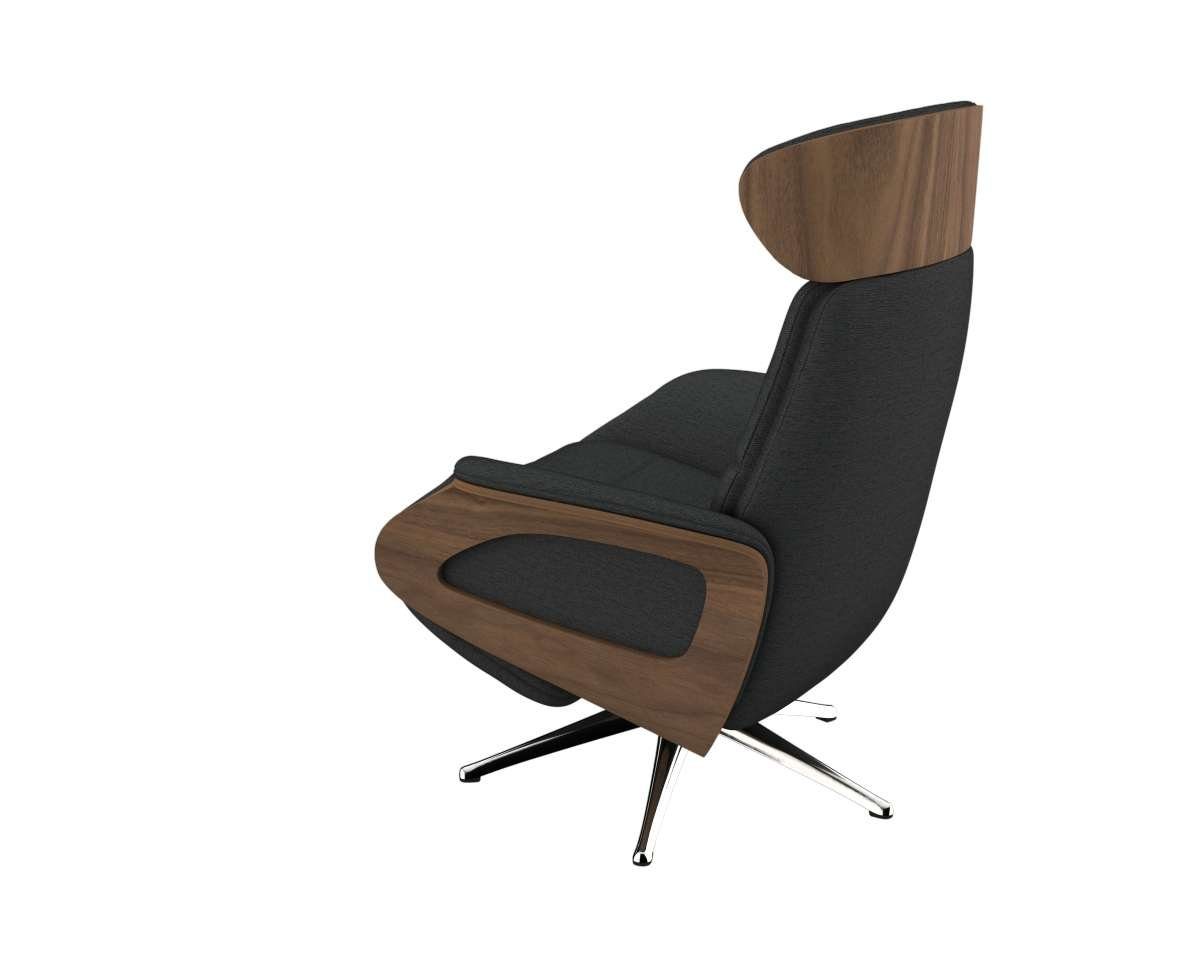 FLEXLUX Relaxfauteuil Clement praktische elektrische fauteuil Maat M, elektrische rug- en voetensteun, accu, armleuning Walnoot, aluminium voet