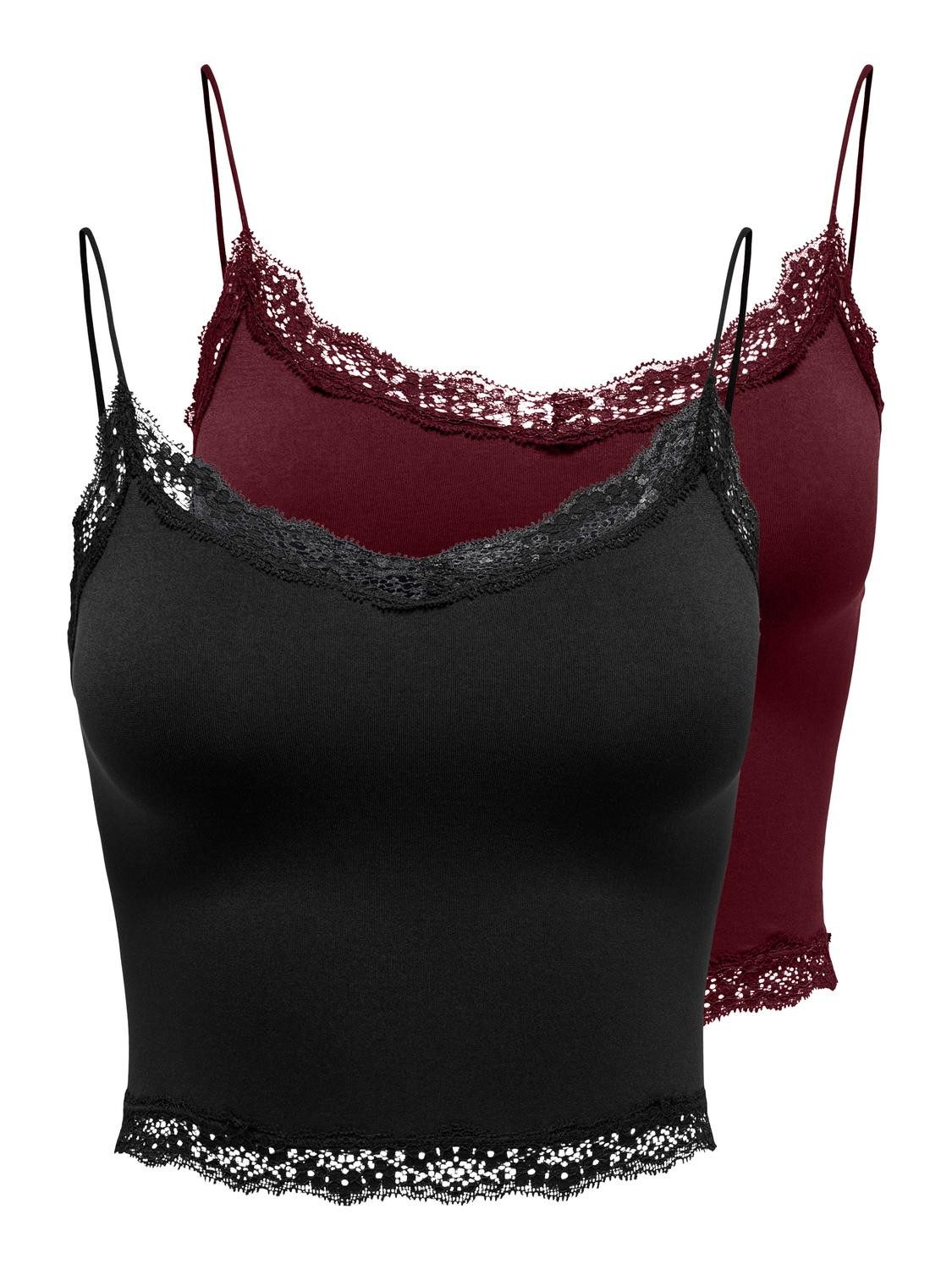 Only Top ONLVICKY LACE SEAML 2-PACK CROPPED TOP (set 2-delig)