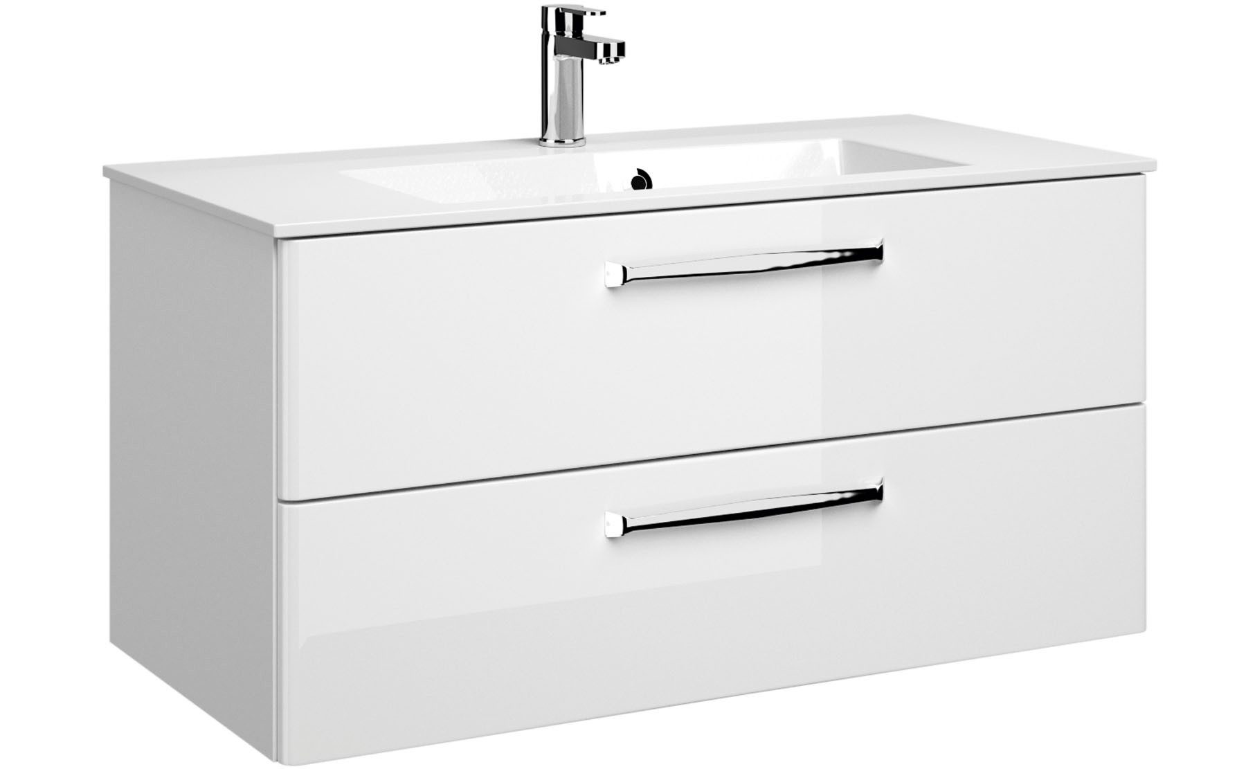 Saphir Badmeubelset Trentino 2-delig mineralen marmer wasbak, spiegelkast met LED-profiel (3 stuks)