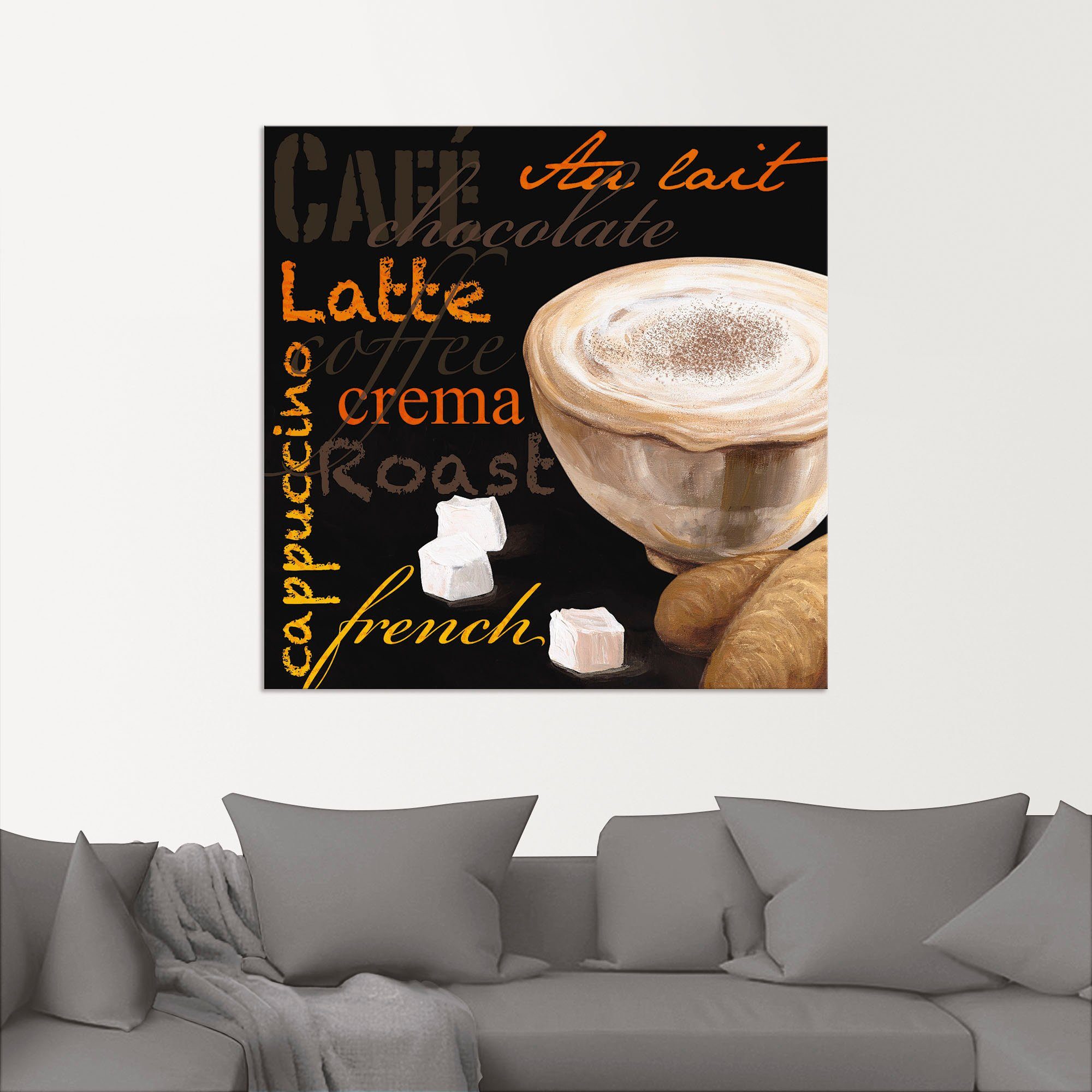 Artland Artprint Cappuccino - koffie als artprint van aluminium, artprint voor buiten, artprint op linnen in verschillende maten