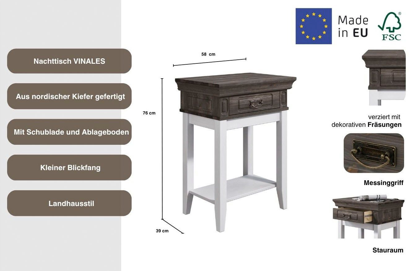 Home affaire Nachtkastje Vinales, console tafel, bijzettafel ideaal voor boxspringbedden