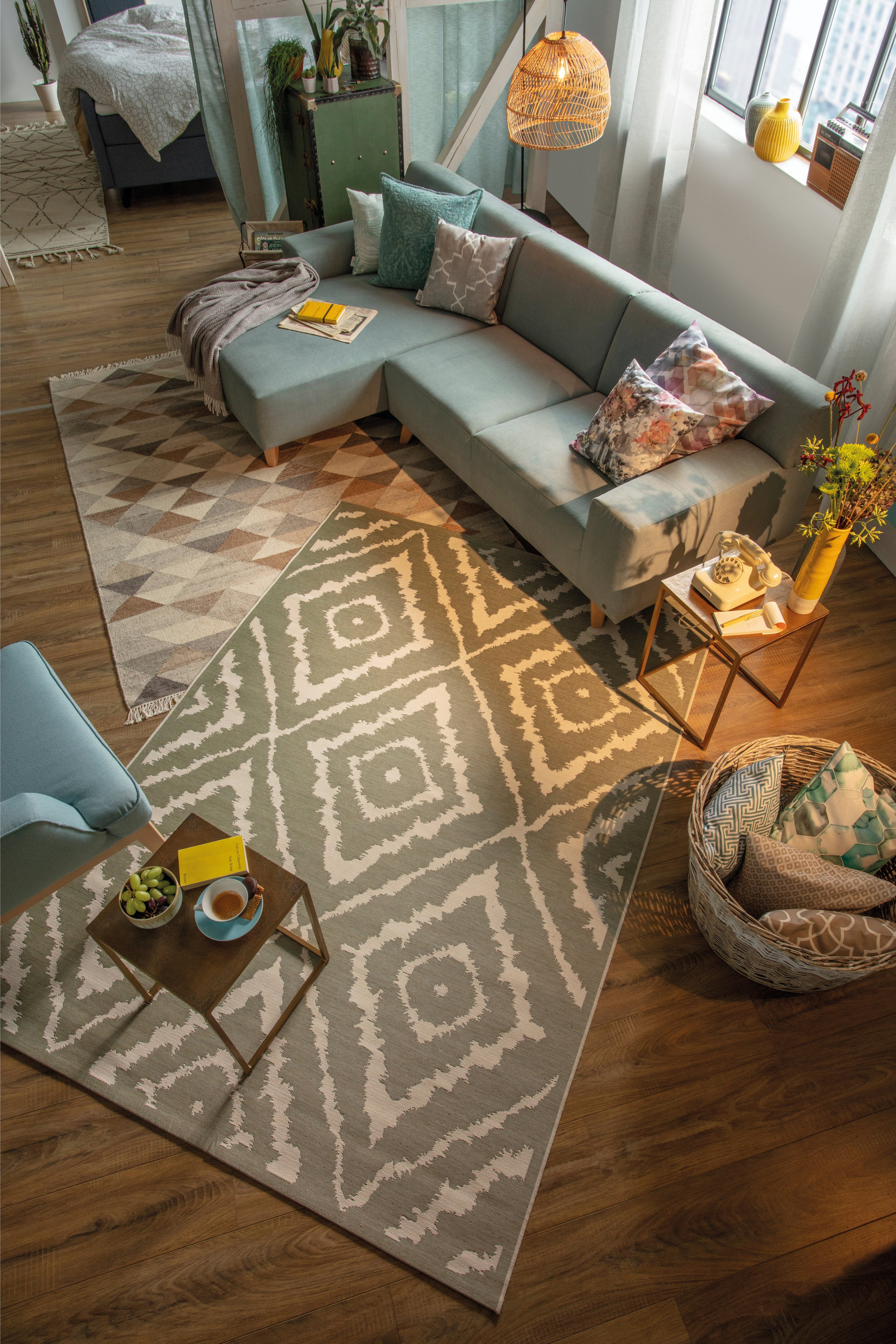 TOM TAILOR HOME Vloerkleed Garden Pattern Platweefsel, modern geruit design, geschikt voor binnen en buiten