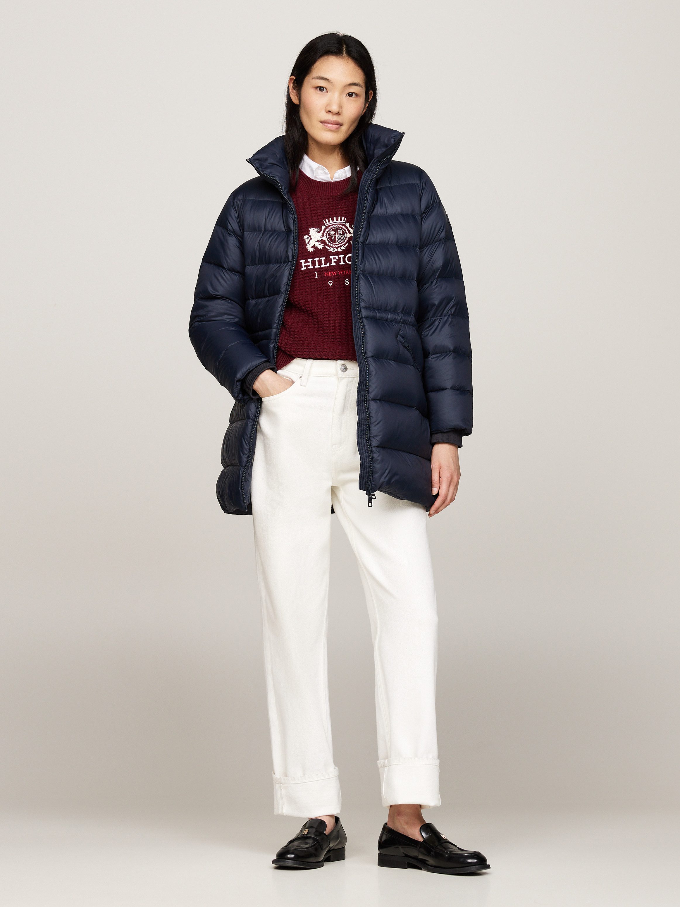 Tommy Hilfiger Lange jas met gestempeld logo