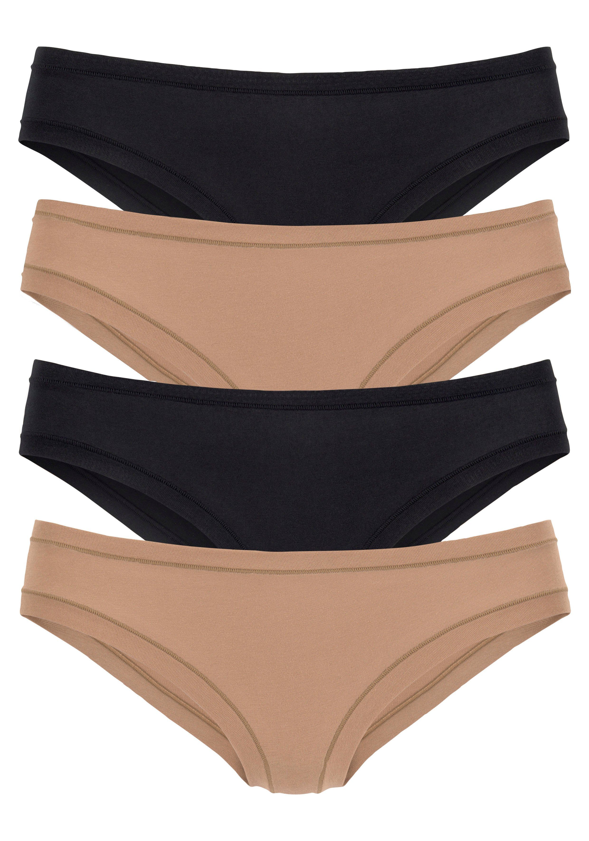Lascana Jazz-hipsters "Perfect Basics" van elastisch katoen (set, 4 stuks) dames slips maat 48/50