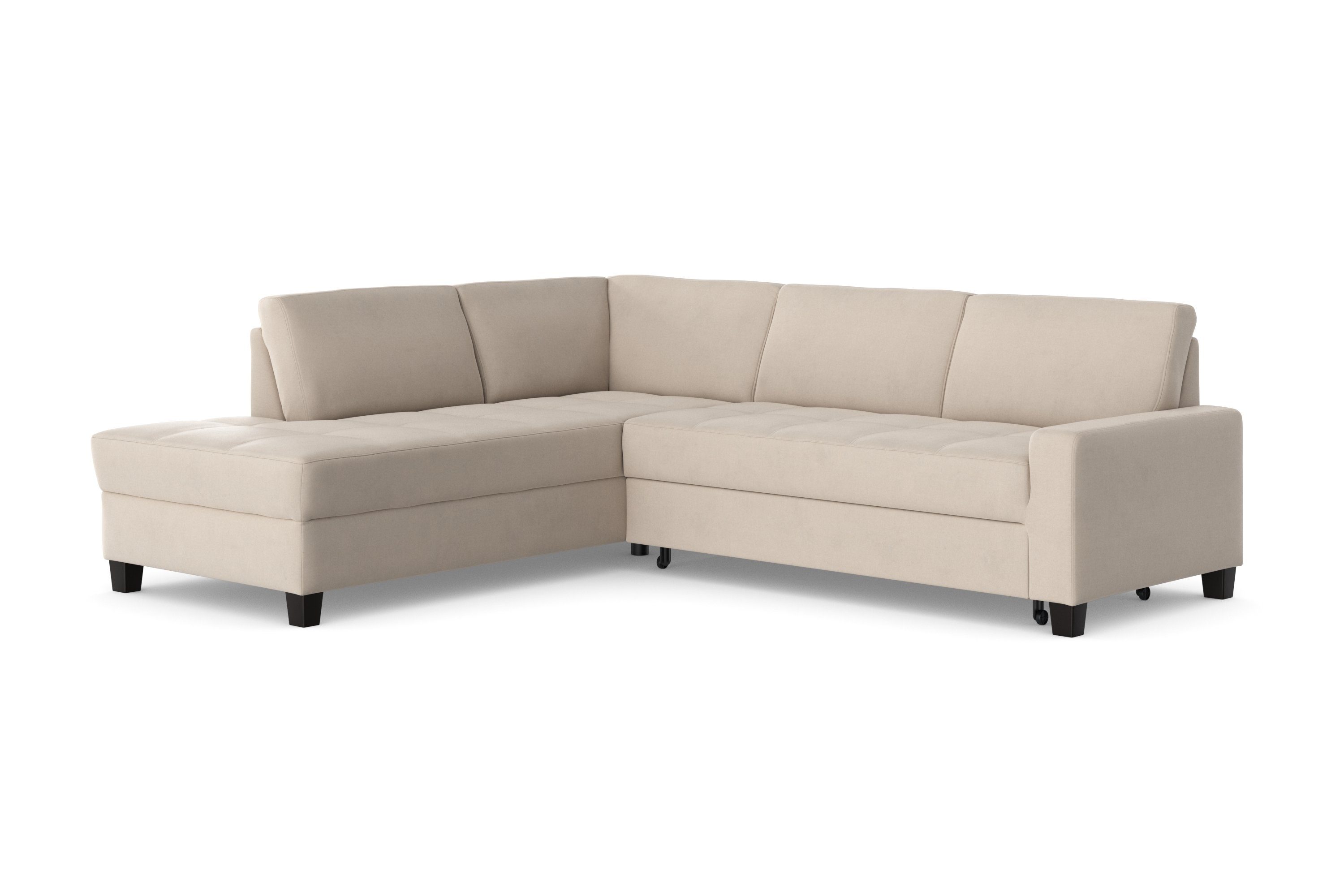 DOMO collection Hoekbank Florentina tijdloos en elegant, zitnaden als designelement, L-vorm keuze met slaapfunctie, met contrastnaad, comfortabele zithoogte 47 cm