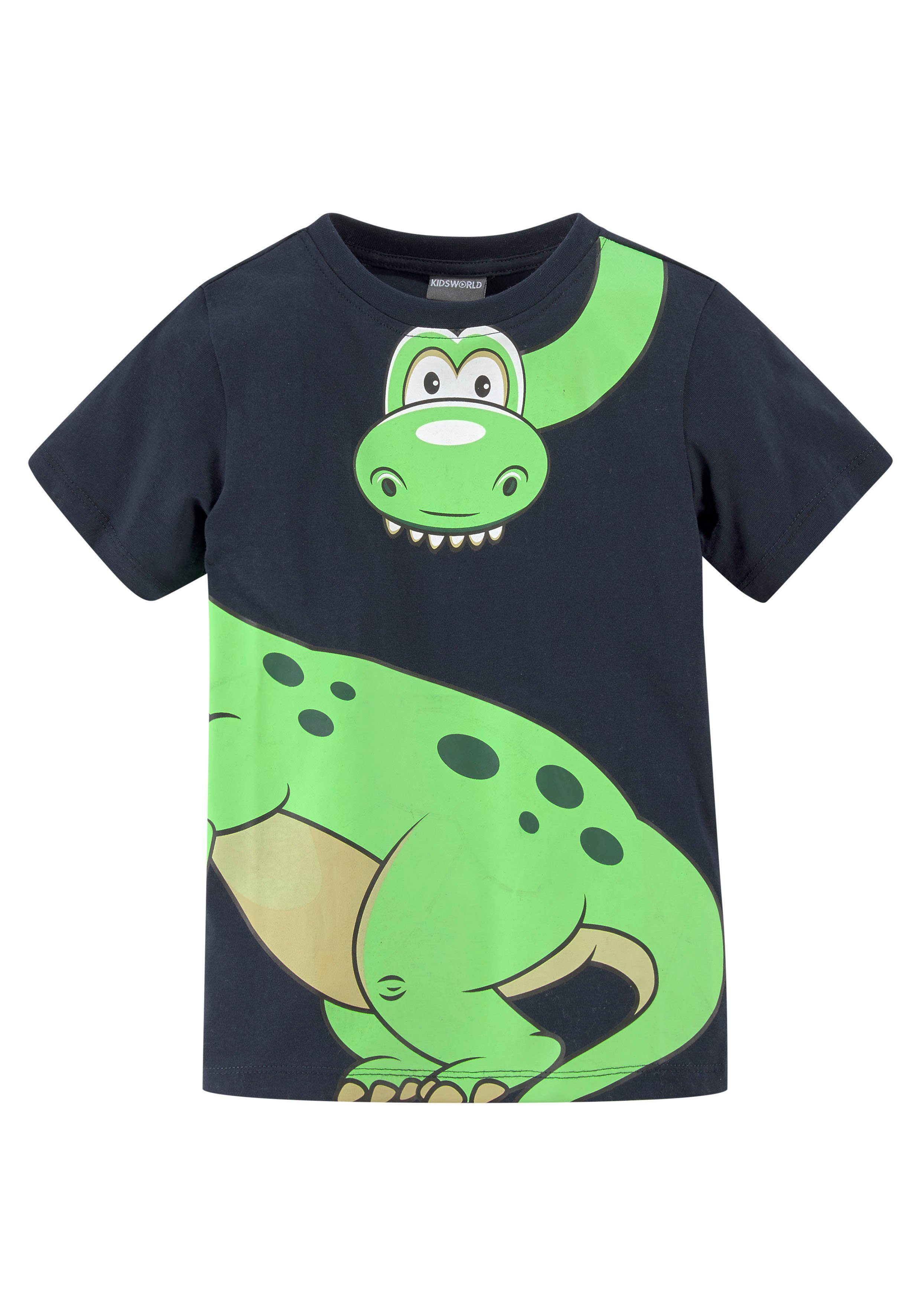 KIDSWORLD T-shirt GREEN DINO Korte mouwen, basic pasvorm, bedrukt, ronde hals