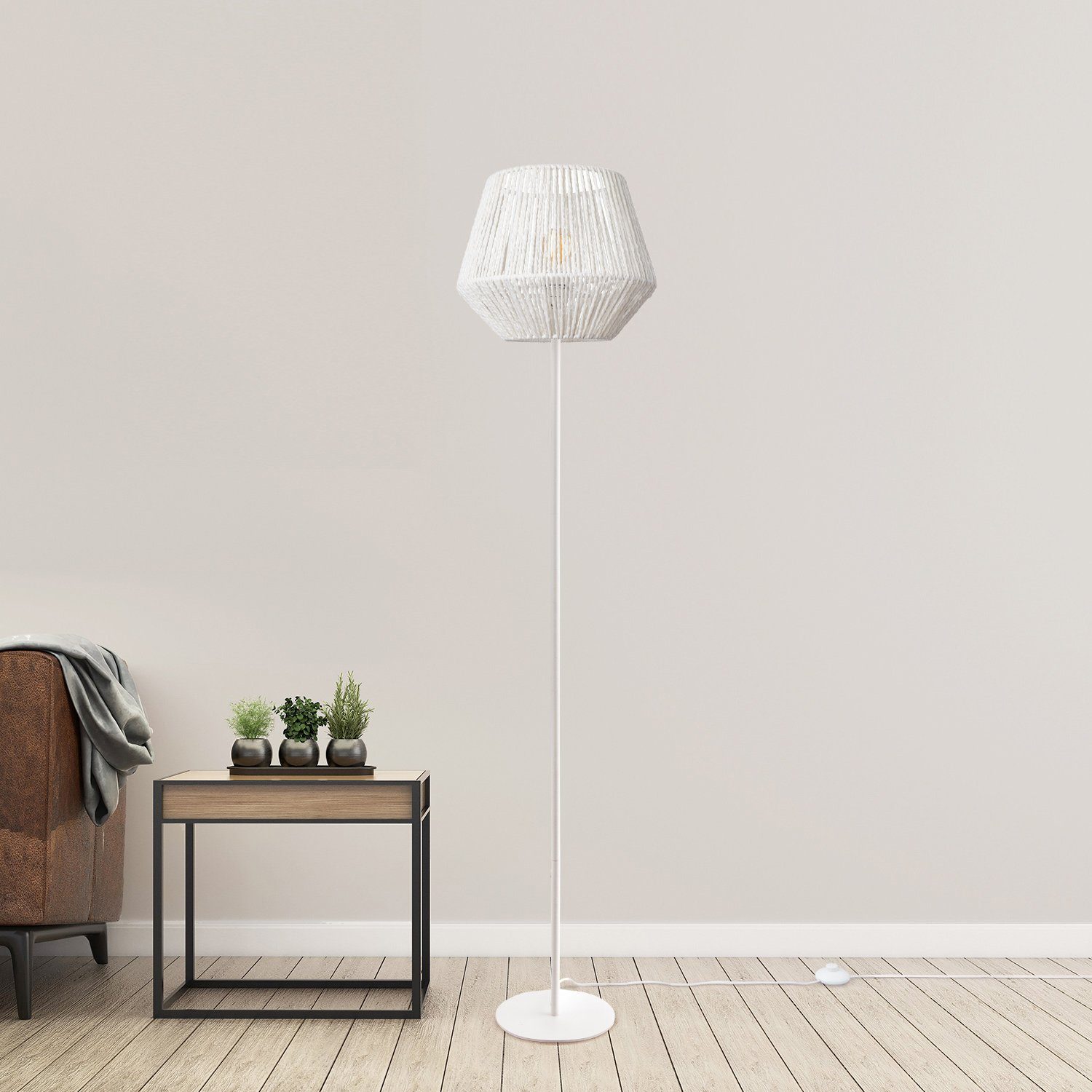 Paco Home Staande lamp Pinto moderne led lamp in boho-look, woonkamer, slaapkamer, fitting e27
