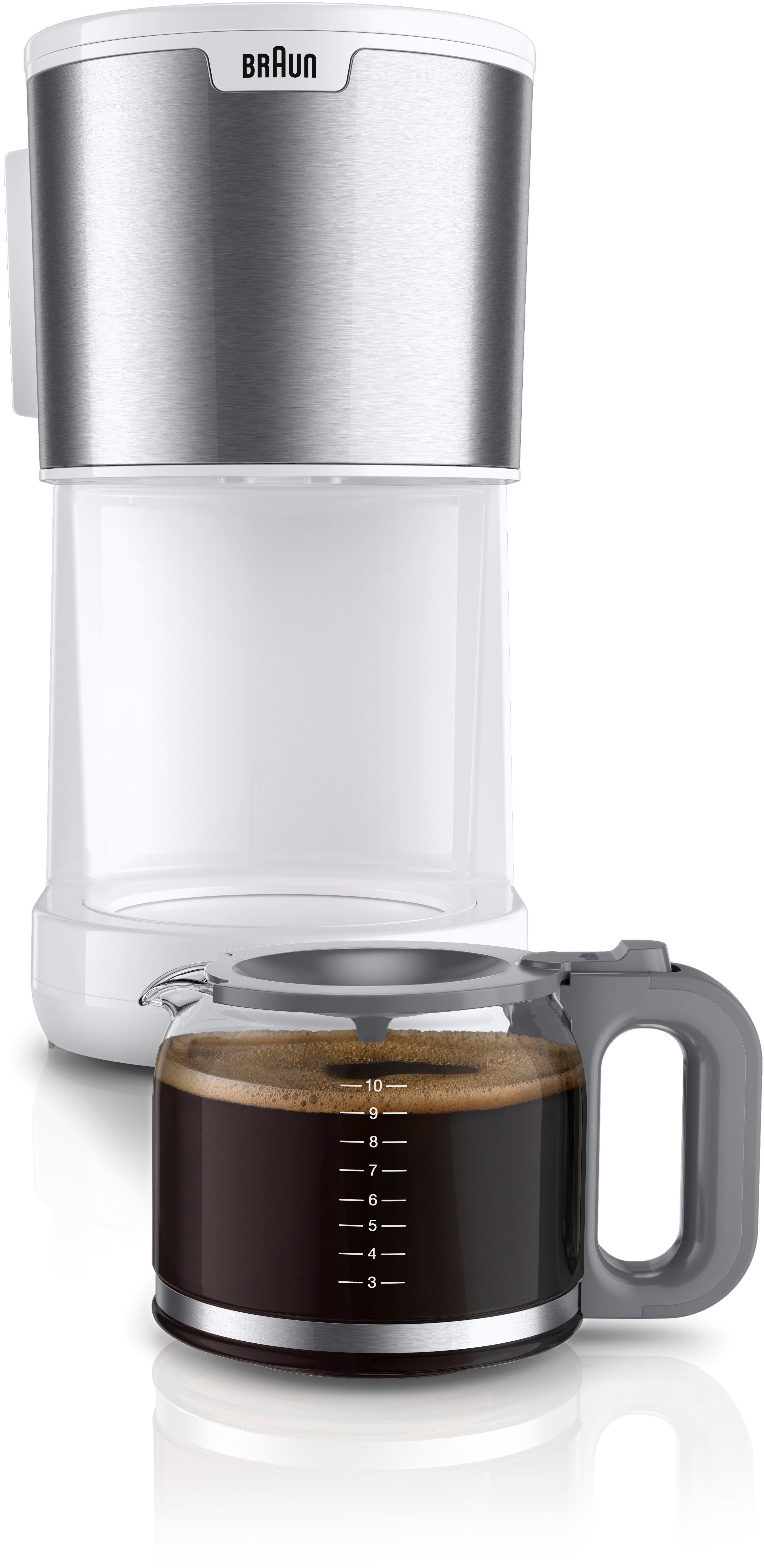 Braun Filterkoffieapparaat PurShine KF1500 BK, 1,7 l, 1000w, automatische uitschakeling, uitneembare filtermand, roestvrij staal