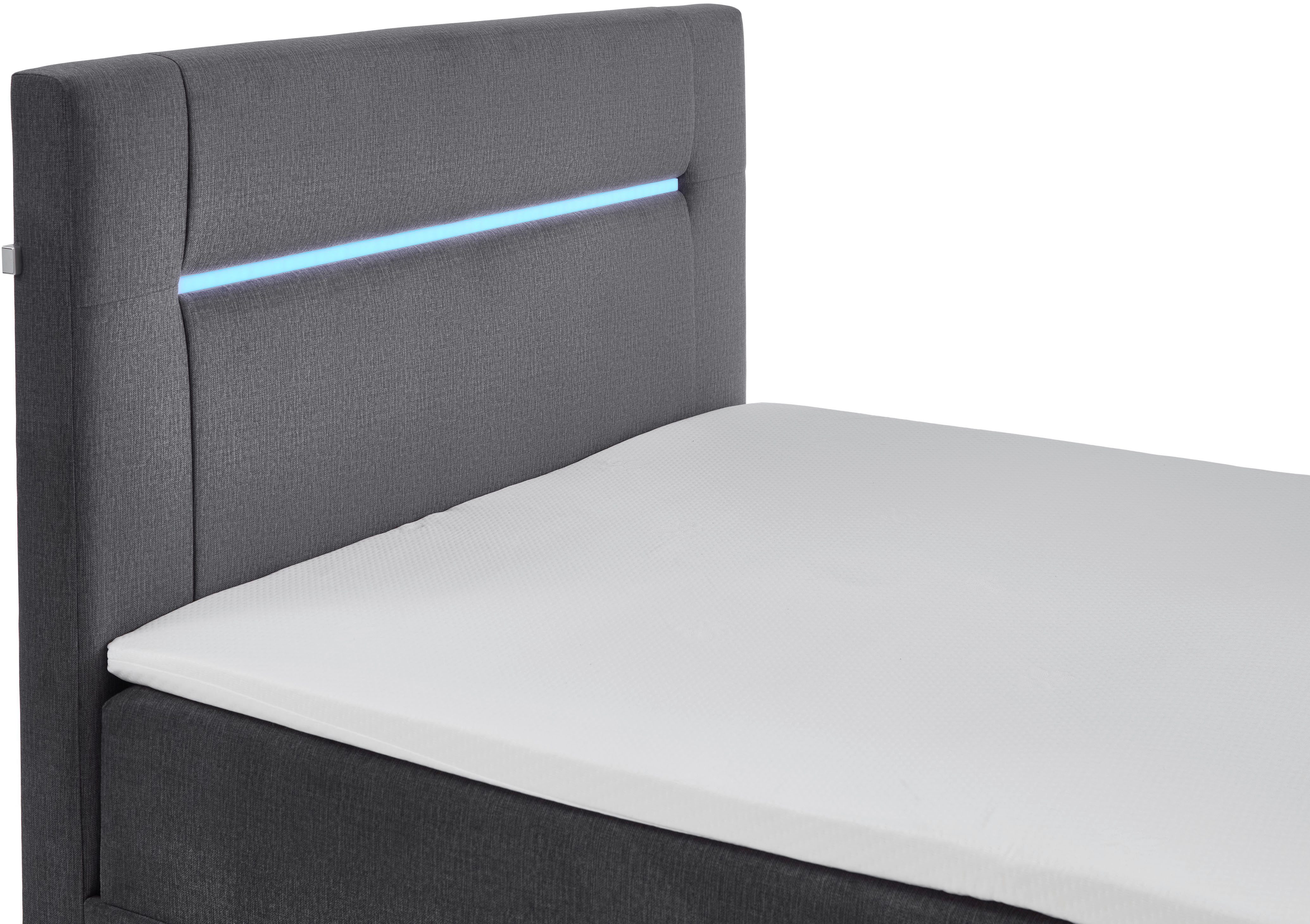 INOSIGN Boxspring Escalon LED met opbergruimte, inclusief topper, LED-lichtstrip in het hoofdeinde