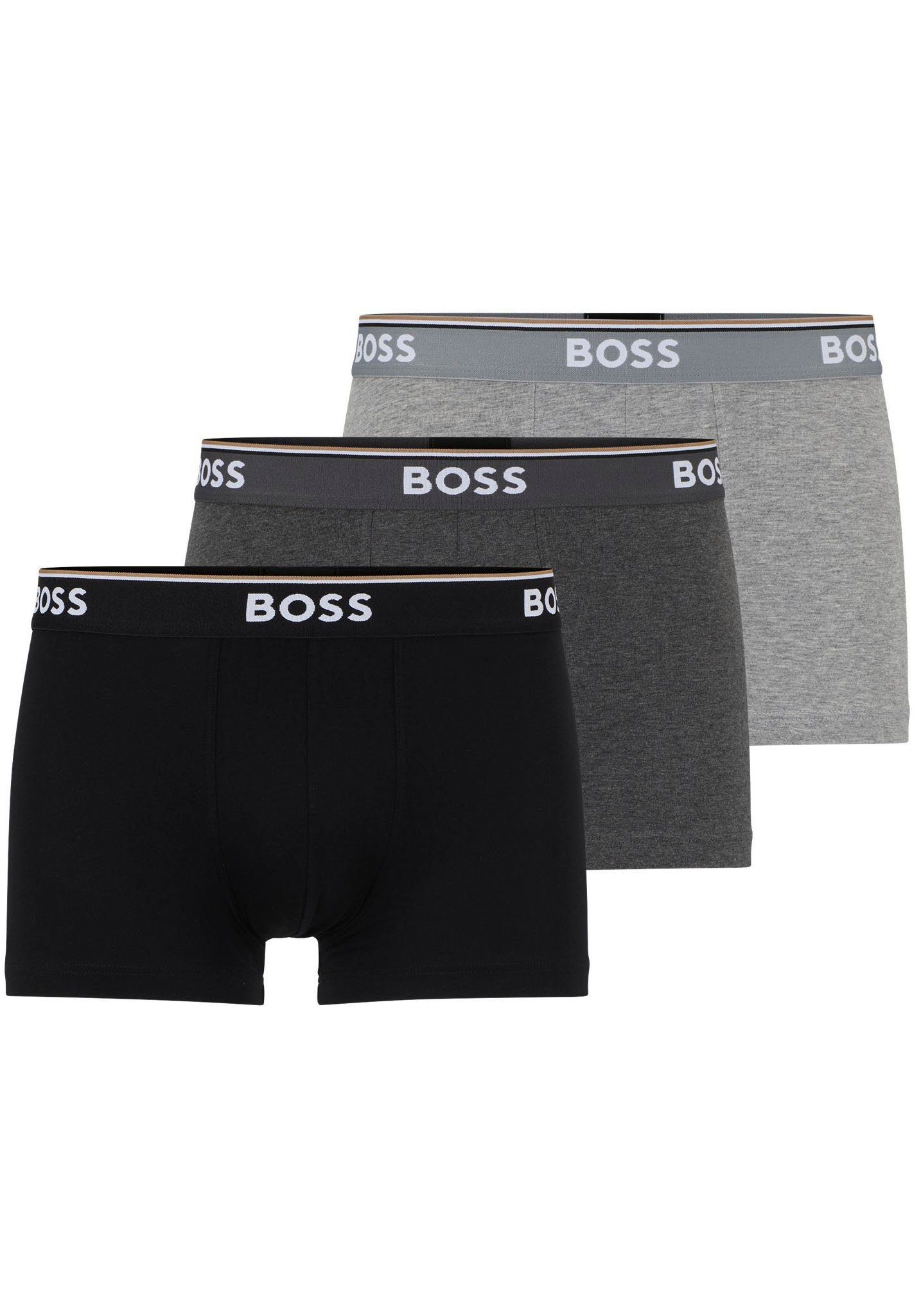 BOSS Boxershort TRUNK 3 PACK BOSS opdruk op de tailleband (3 stuks)