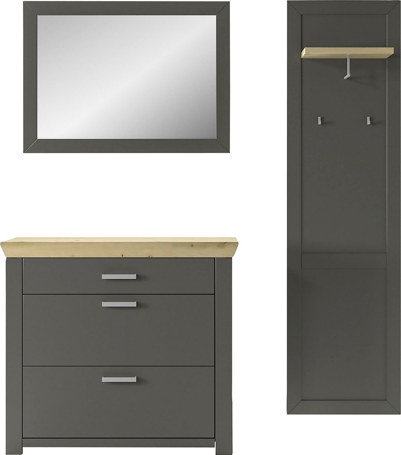 set one by Musterring Halmeubelset GA York Kombi 61 met garderobe paneel en schoenenkast (set, 3-delig)