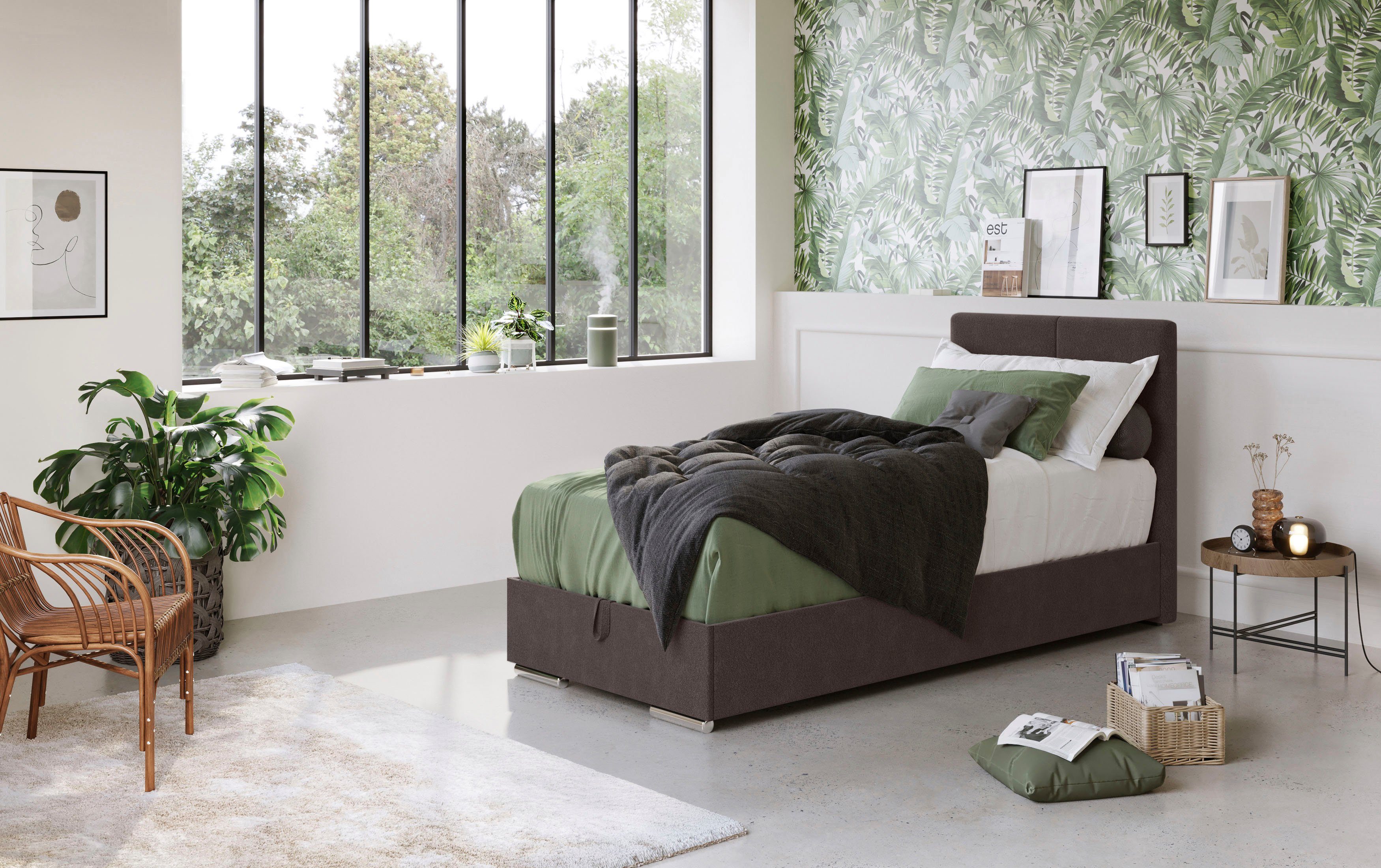 COTTA Boxspring Tom met bedkist, topmatras en sierkussen boxsprings bruin