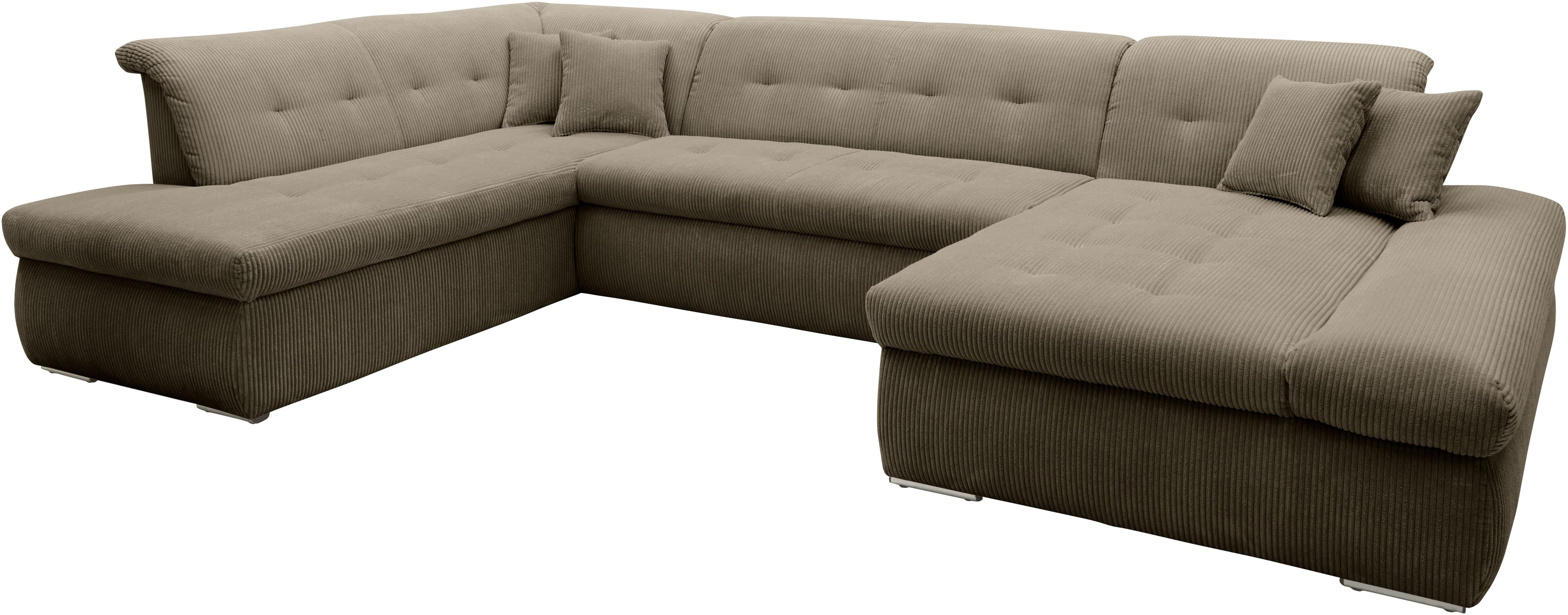 DOMO collection Zithoek Moric U-vorm ook in cord in xxl-formaat, naar keuze met slaapfunctie en verstelbare armleuning