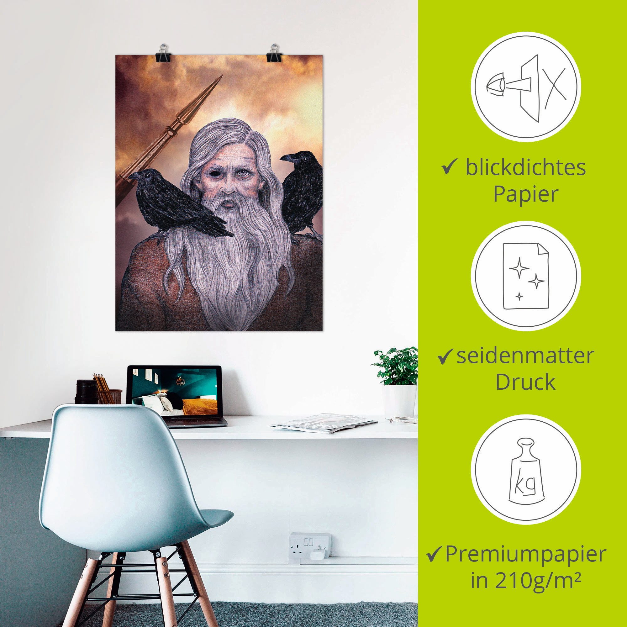 Artland Poster Odin als artprint op linnen, muursticker of poster in verschillende maten