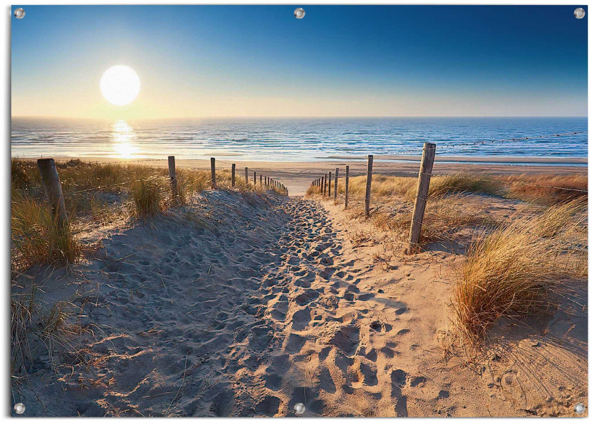 Reinders! Poster Duinweg naar zee lichte en waterdichte tuinposter voor buiten landschappen blauw