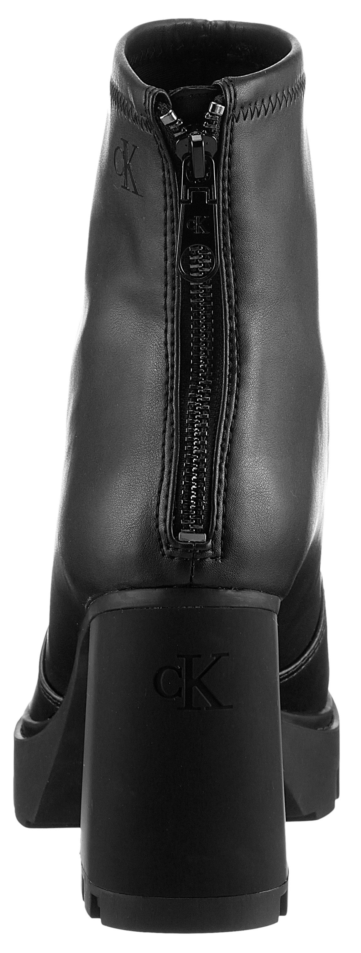 Calvin Klein Highheel-laarsjes HEEL PLATFORM ZIP BOOT MG NAPPA ankleboots, enkellaars, blokhak, met hielrits