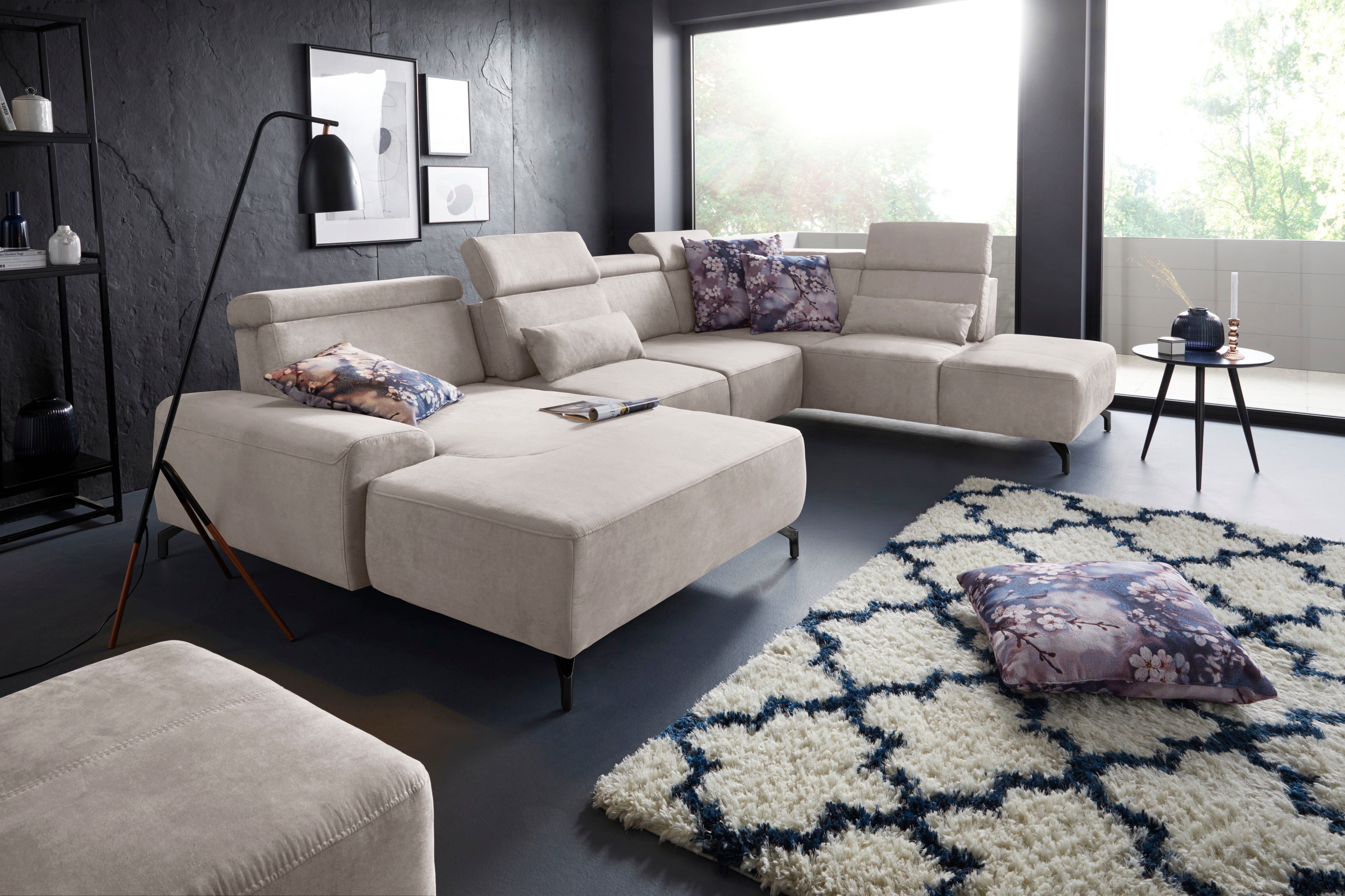 sit&more Zithoek Gizeh U-vorm 12 cm poothoogte, inclusief zitdiepteverstelling en verstelbare hoofdsteun
