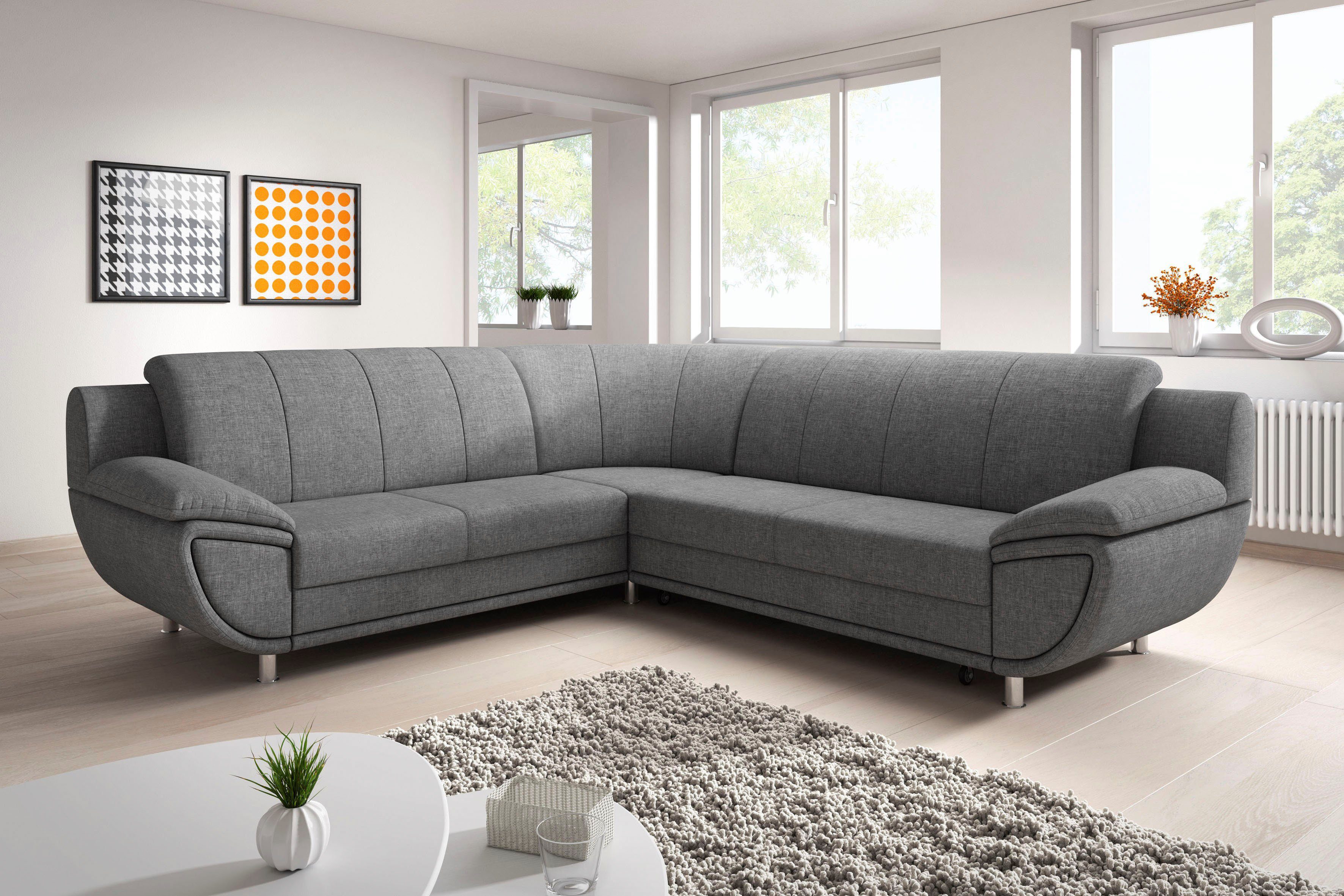 TRENDMANUFAKTUR Hoekbank Rondo II, tijdloos & elegant, comfortabele armleuningen, L-vorm