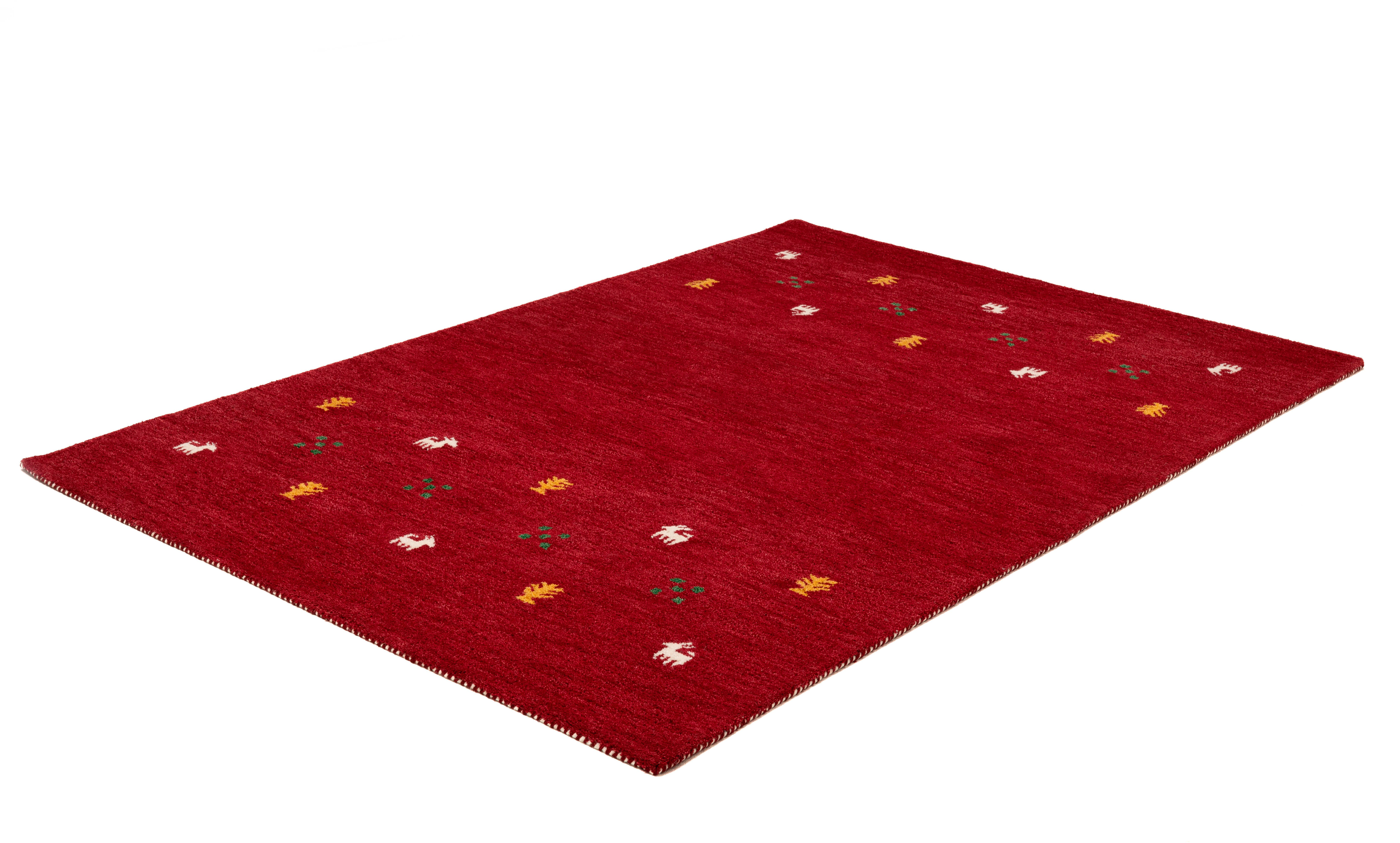 THEKO Wollen kleed Gabbeh motief, handgeweven tapijt, dierenmotief, 100% wol, handgeweven