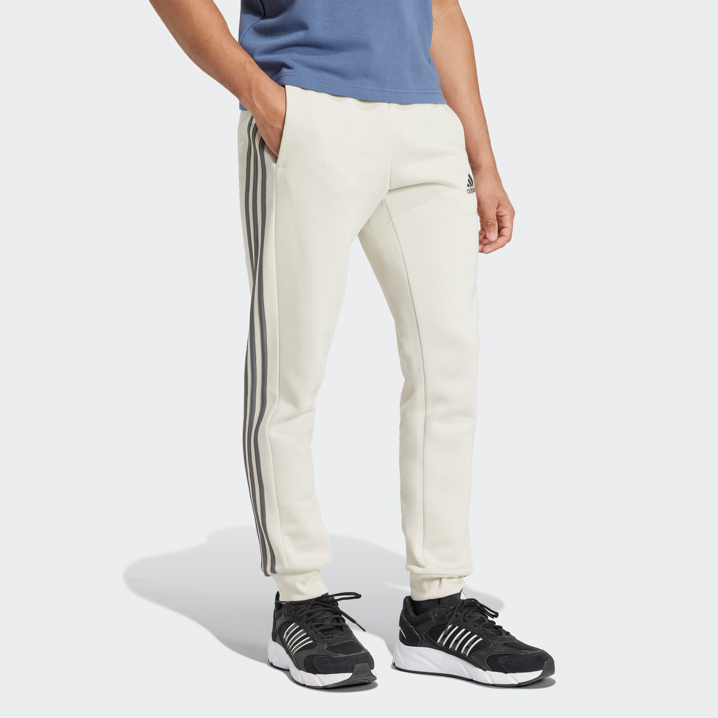 Adidas French Terry Tapered Cuff 3-Stripes Sweatpants White Heren