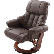 mca furniture relaxfauteuil calgary tv-fauteuil 360º draaibaar inclusief hocker met leren bekleding bruin
