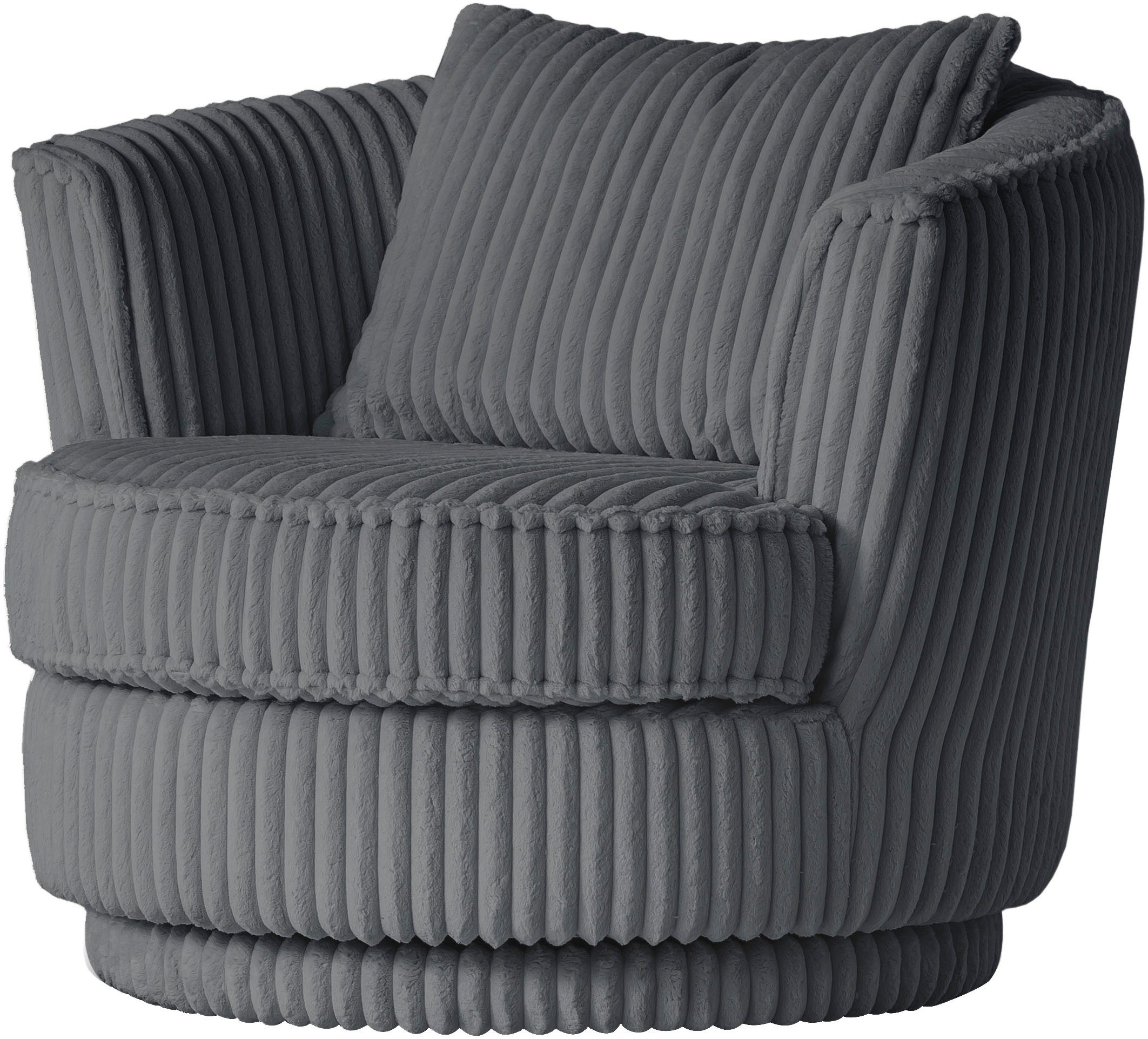 Leonique Draaibare fauteuil MAISIE, leesfauteuil, love seat, trendige stoffen mega cord en geweven velours, 360 graden draaibaar