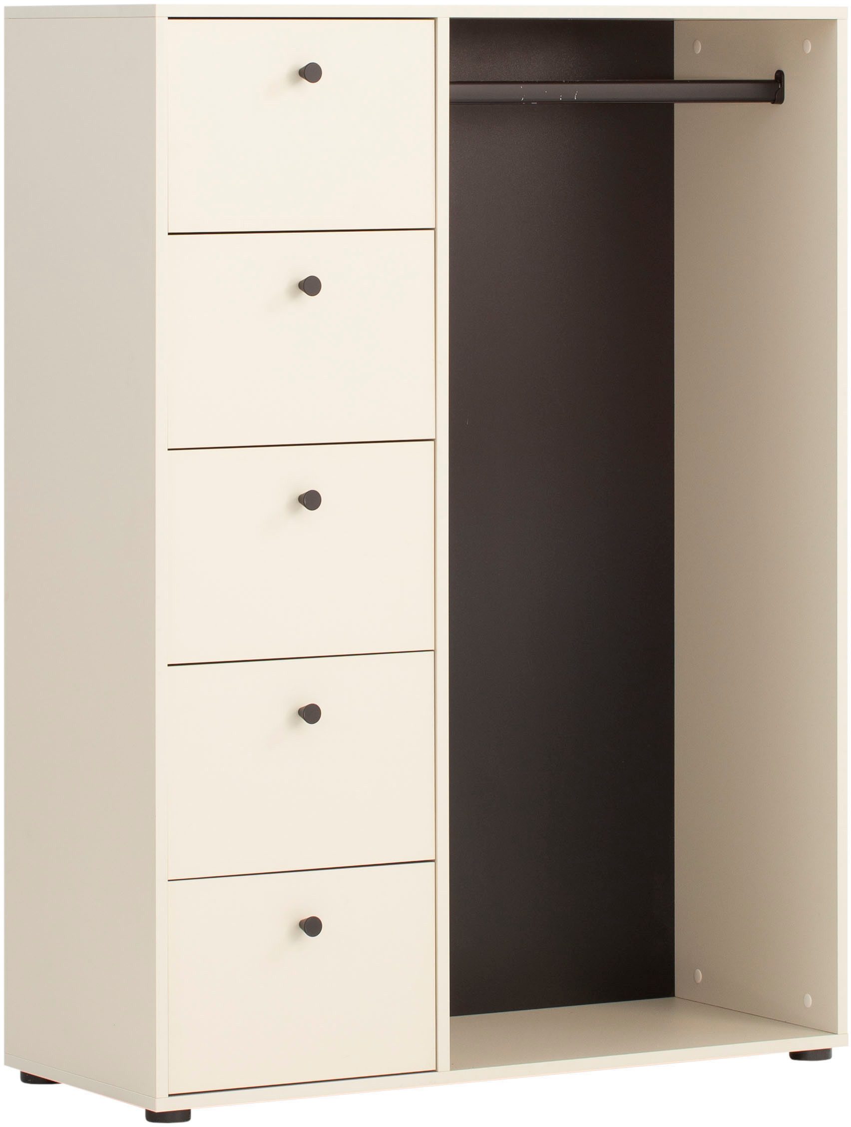Schildmeyer Kledingkast Lovund, breedte 98 cm Met 5 lades en kledingstang kledingkasten wit