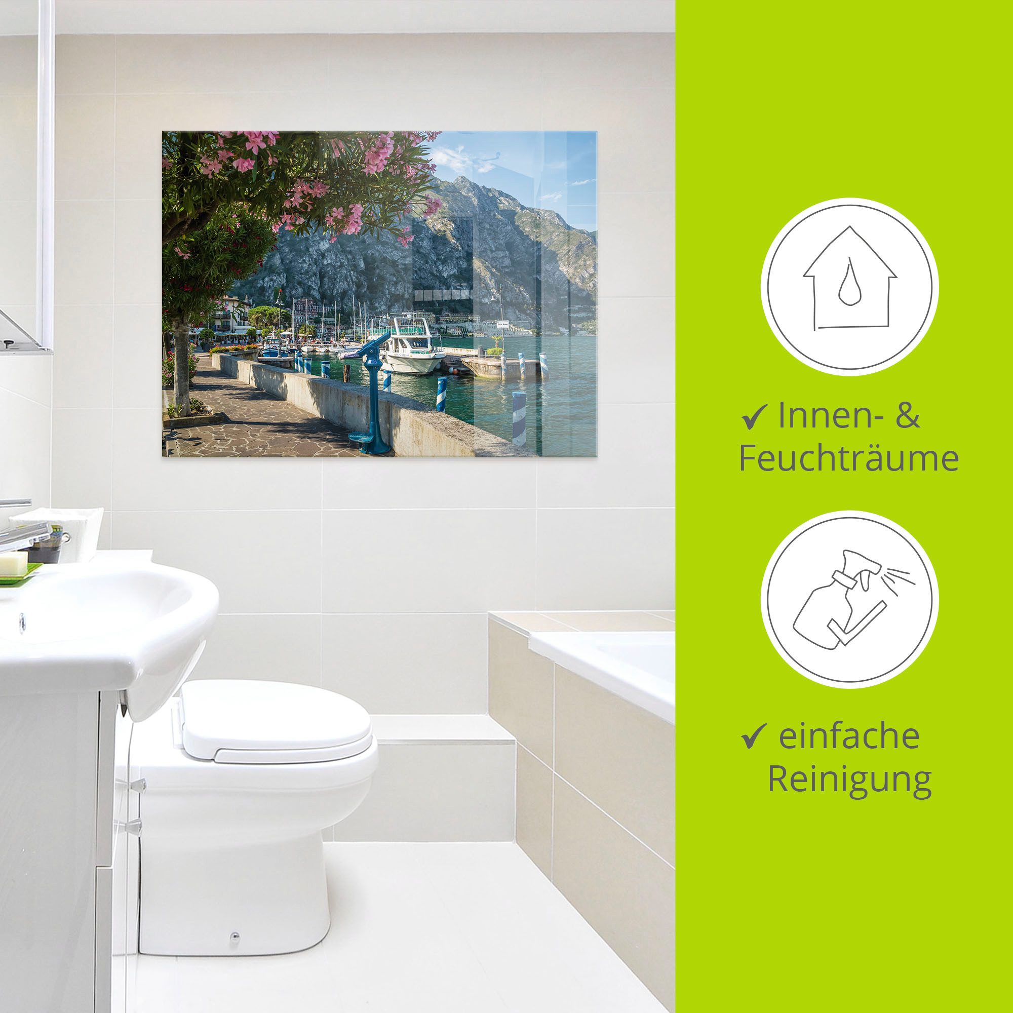 Artland Print op glas Gardameer haven Limone sul Garda I