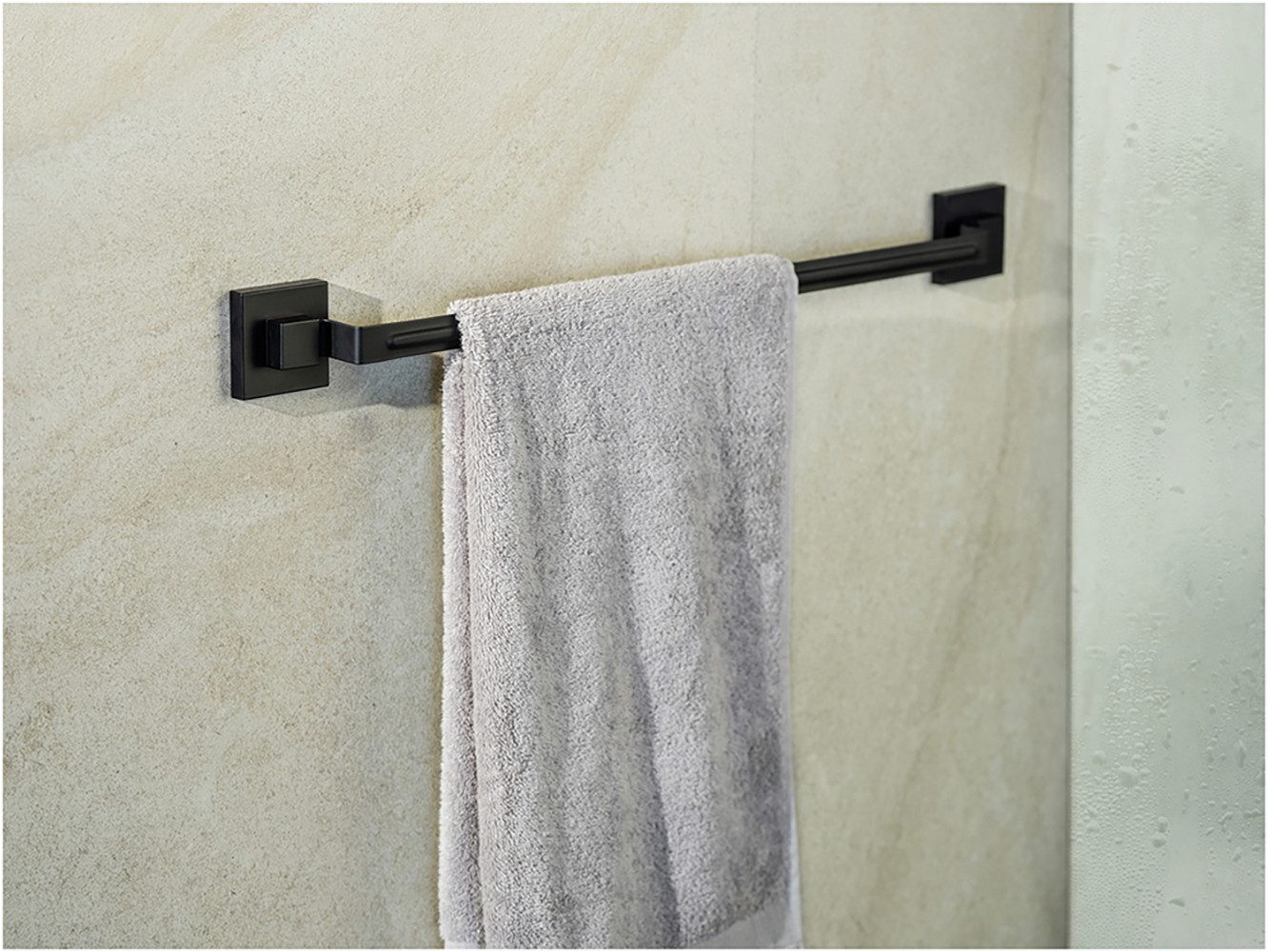 WENKO Handdoekstang Vacuum-Loc® model Quadro van edelstaal, bevestigen zonder boren