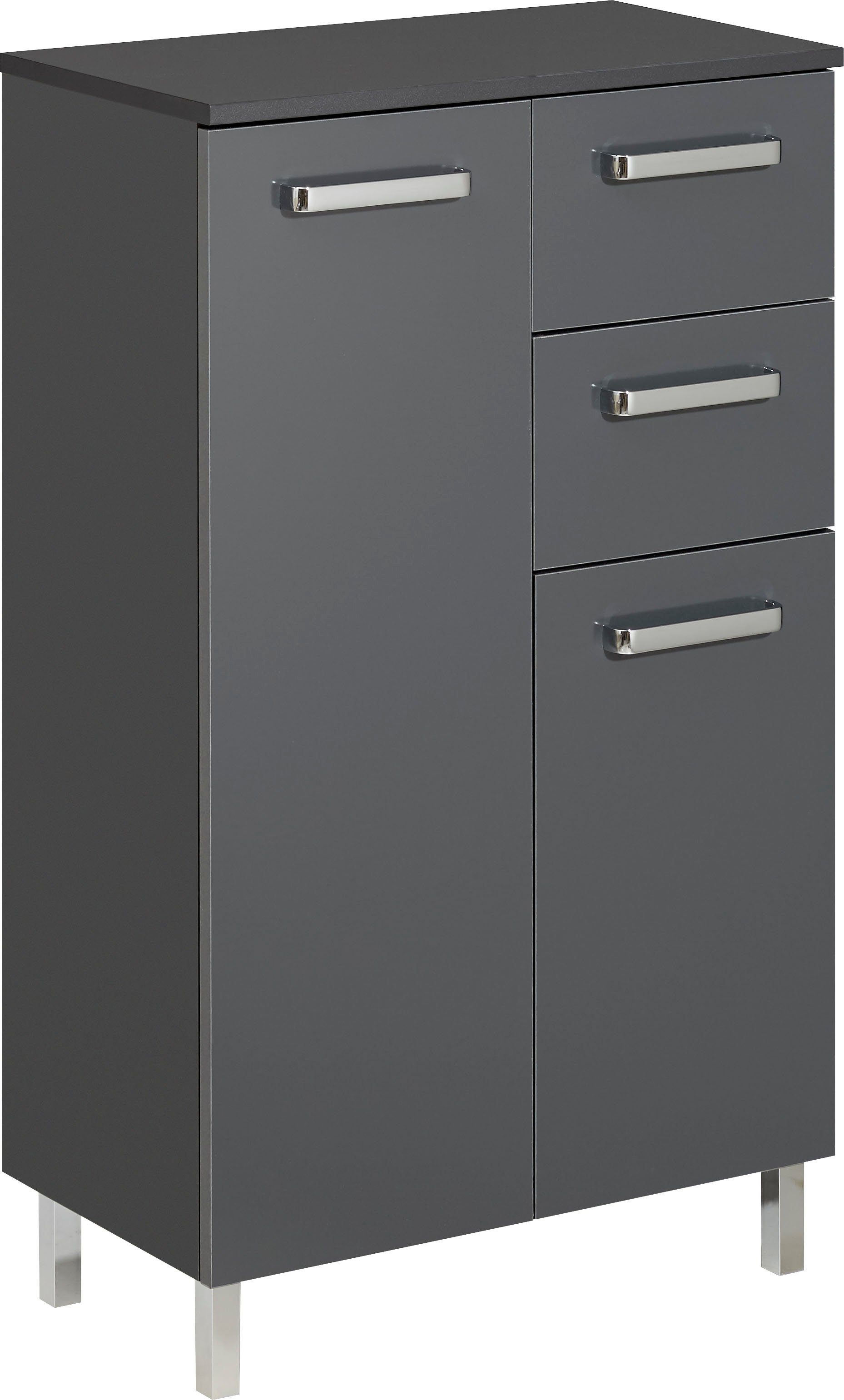 Saphir Onderkast Quickset badkamerkast met 2 deuren, 2 lades, 60 cm breed Badkamer-onderkast inclusief deurdemper, grepen in glanzend chroom