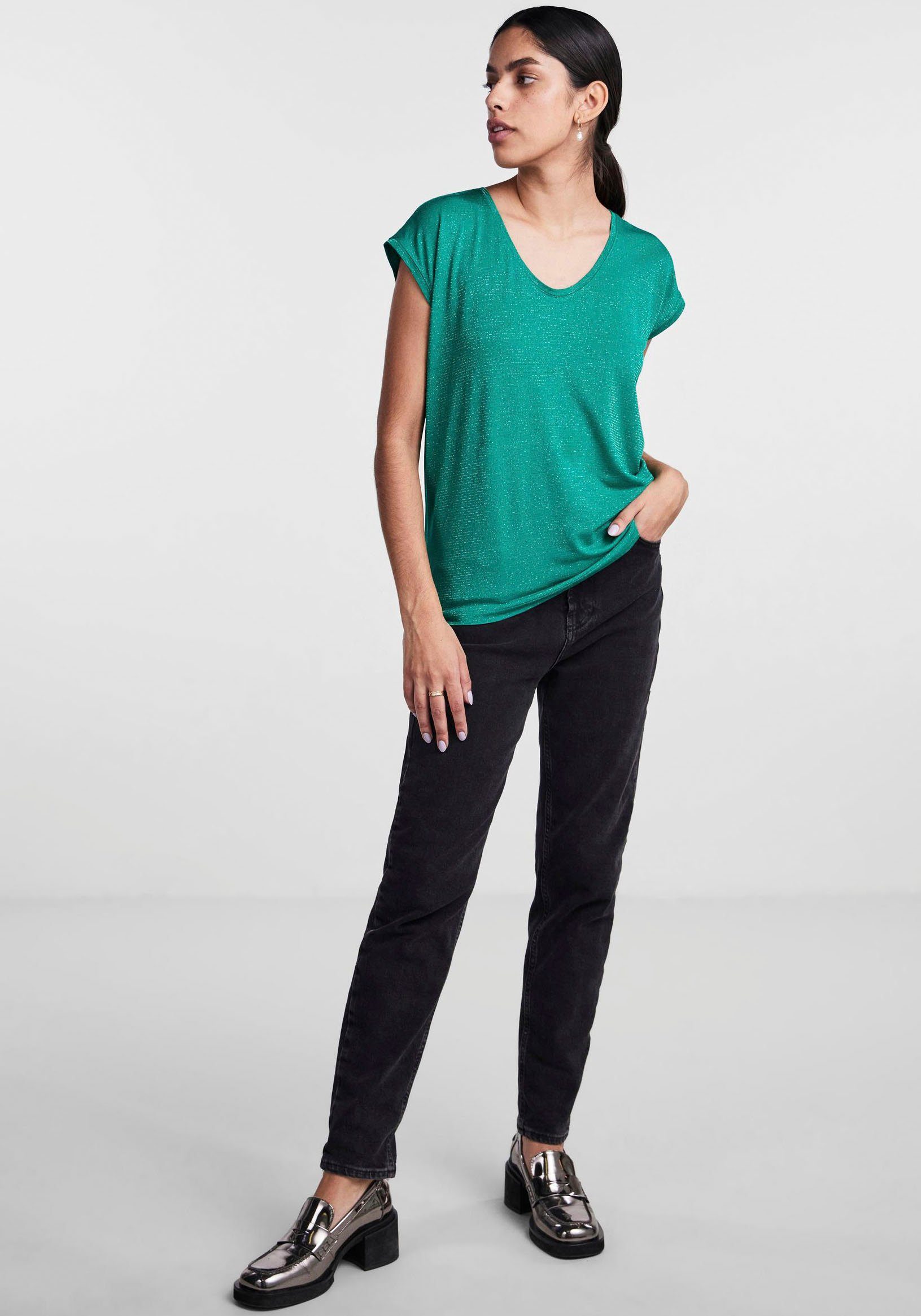 pieces T-shirt PC BILLO met glinsterstrepen
