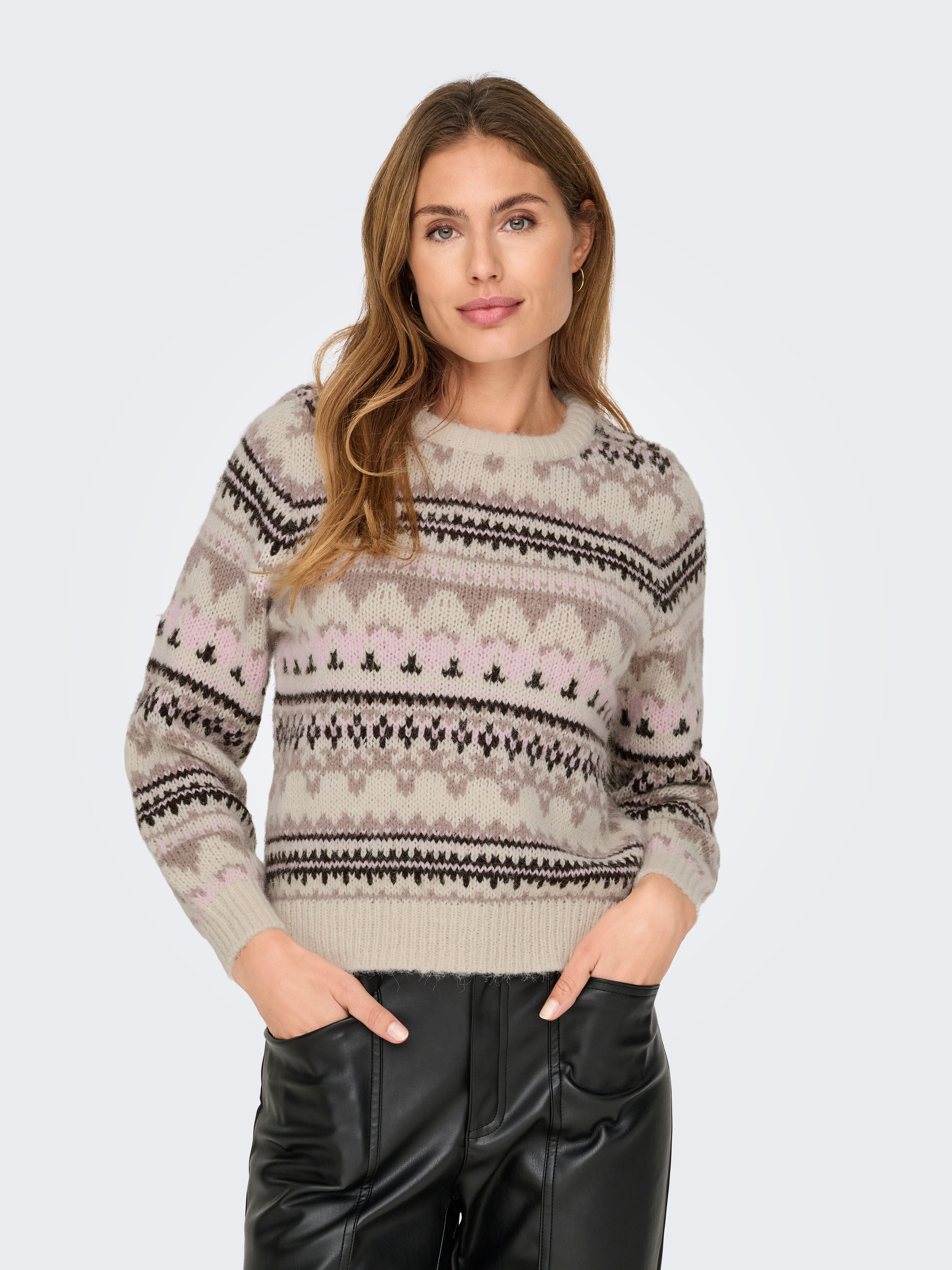 Only Trui met ronde hals ONLMONTANA L/S LIFE O-NECK CC KNT