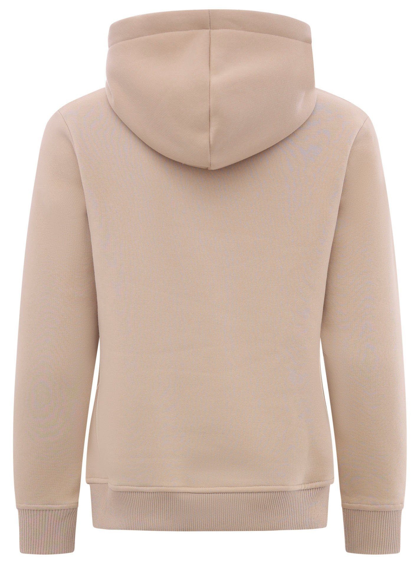 Zwillingsherz Sweatshirt met capuchon en "think positiv" borduursel in neonkleuren