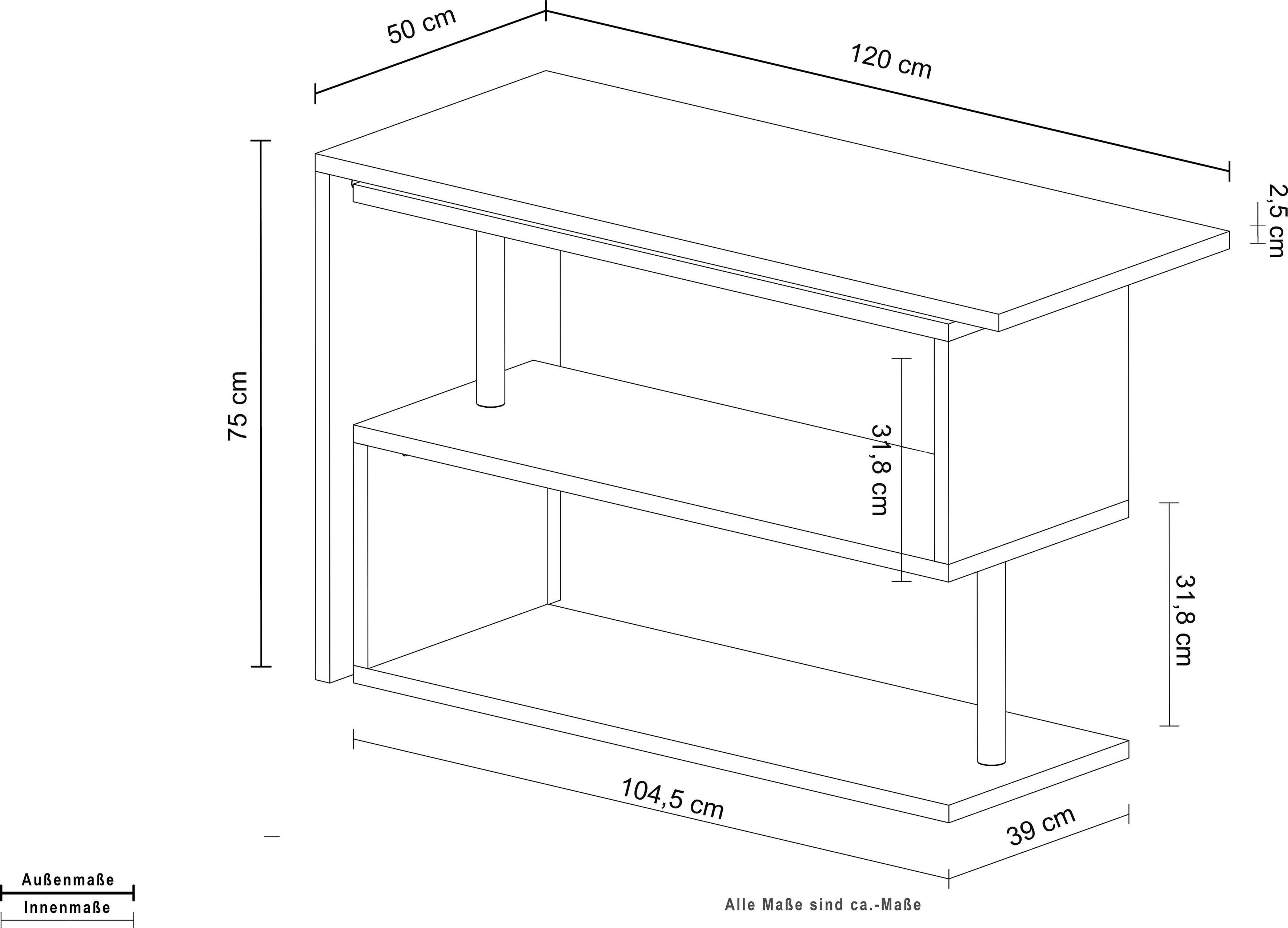 INOSIGN Bureau Volta, Made in Italy multifunctioneel - als computertafel, hoekbureau of sideboard