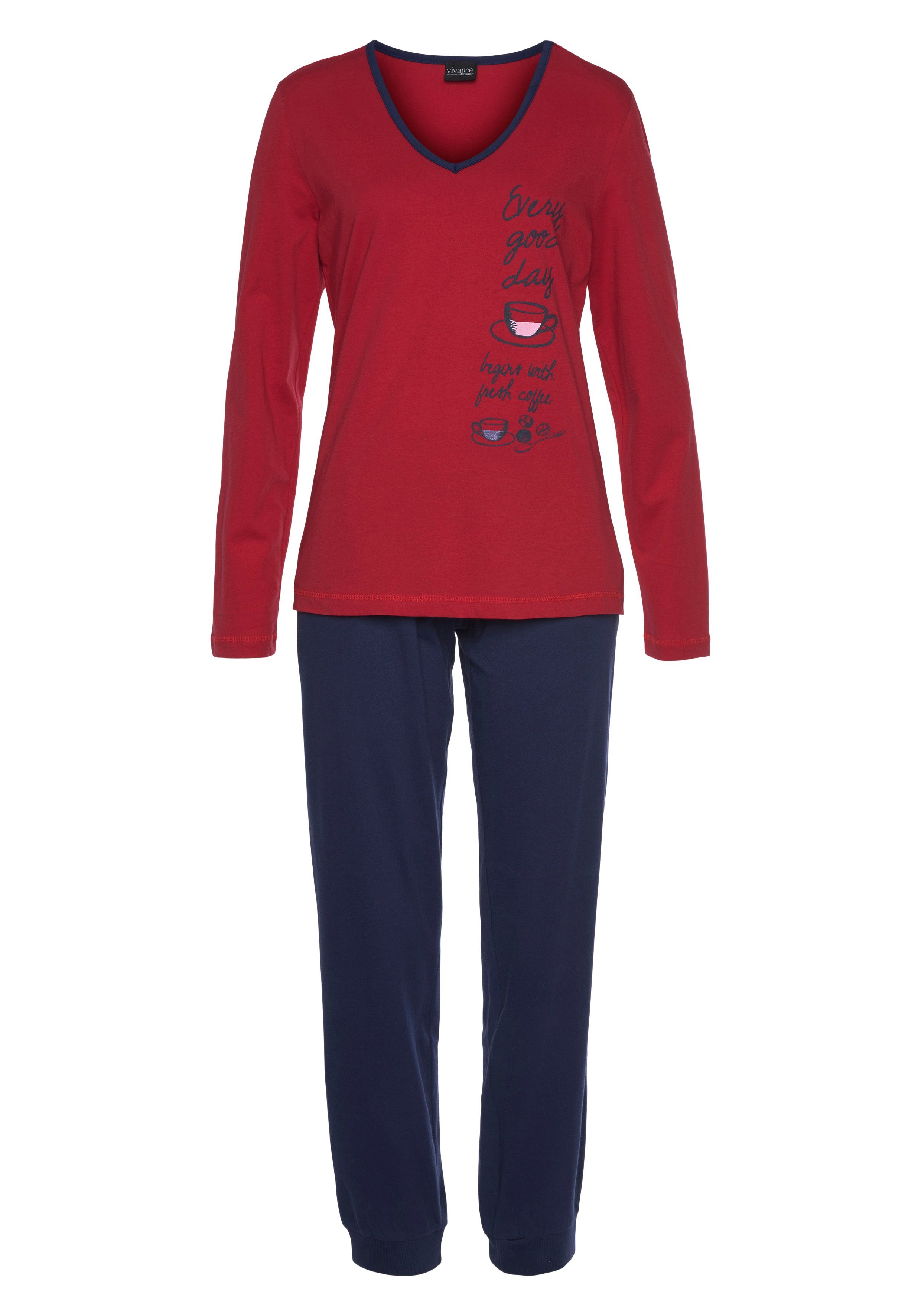 Vivance Dreams Pyjama met frontprint opzij (2-delig, 1 stuk)
